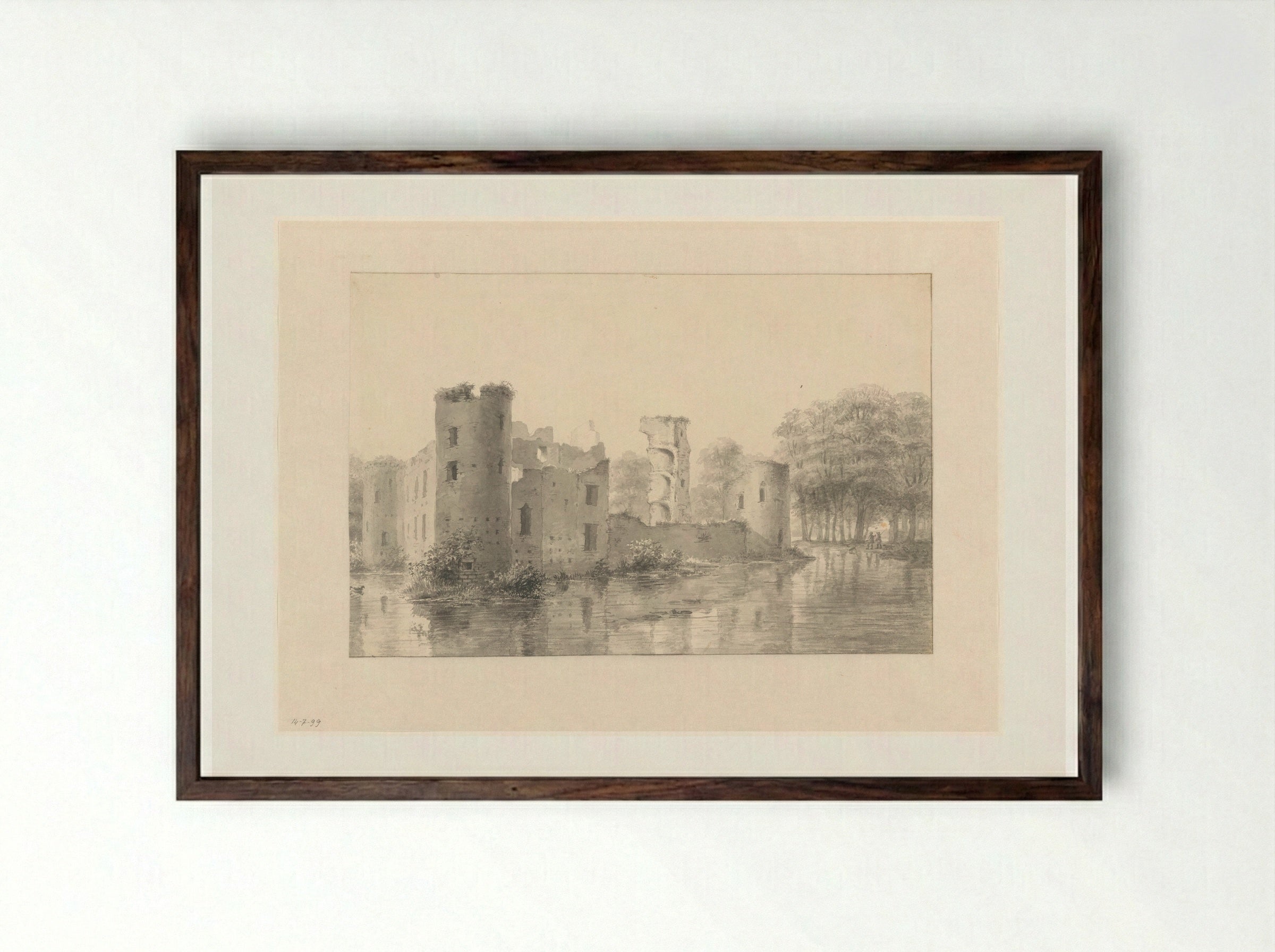 Ruïne van het kasteel de Haar - Andreas Schelfhout - Framed Print Dark Wood