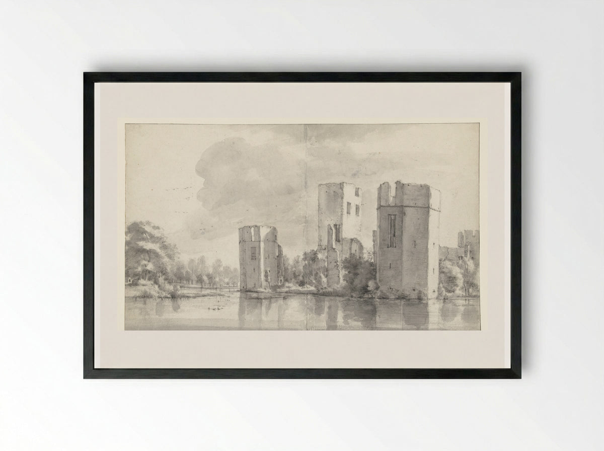 Ruïne van het slot Honingen bij Rotterdam - Roelant Roghman - Framed Print Black
