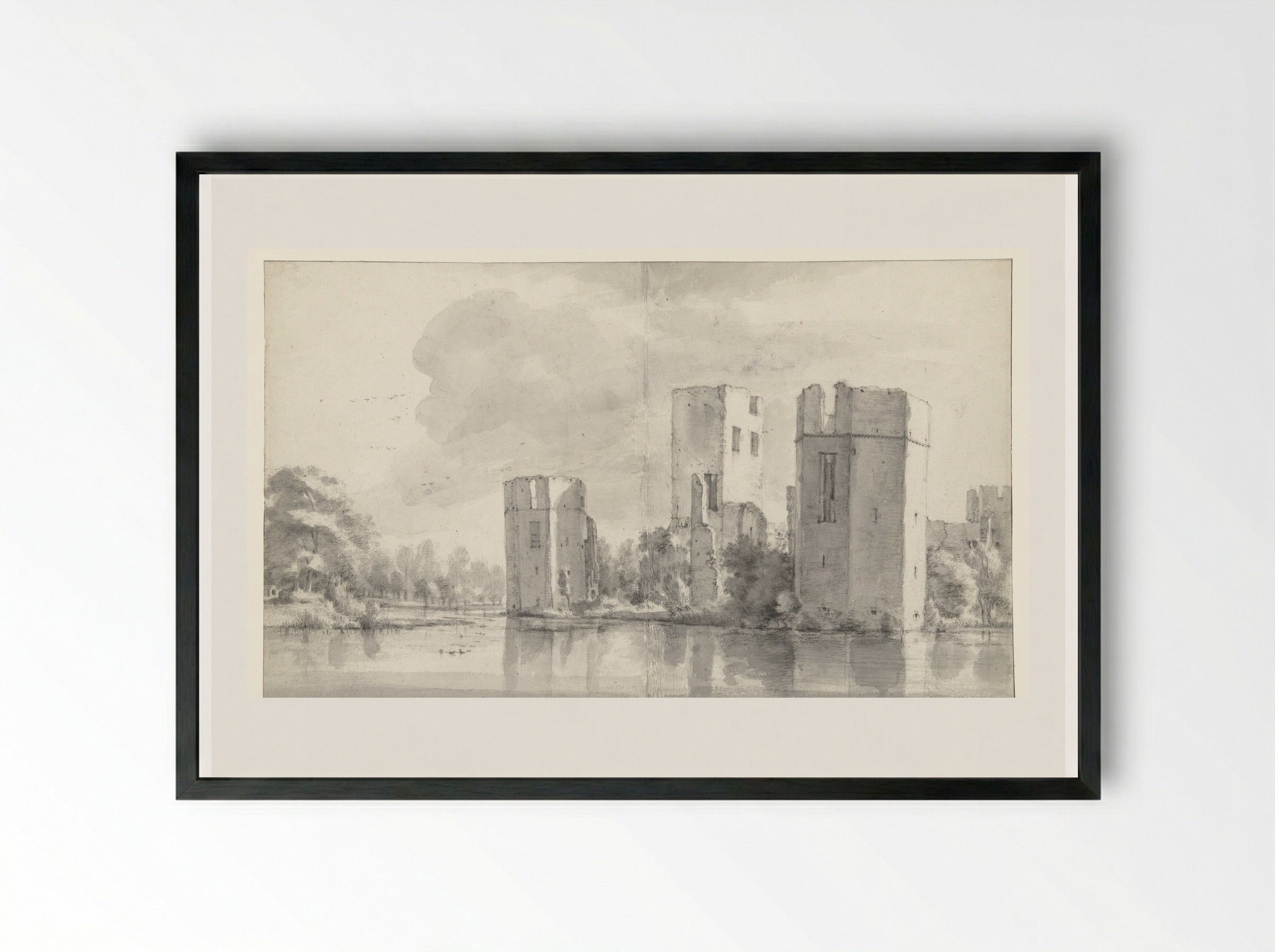 Ruïne van het slot Honingen bij Rotterdam - Roelant Roghman - Framed Print Black