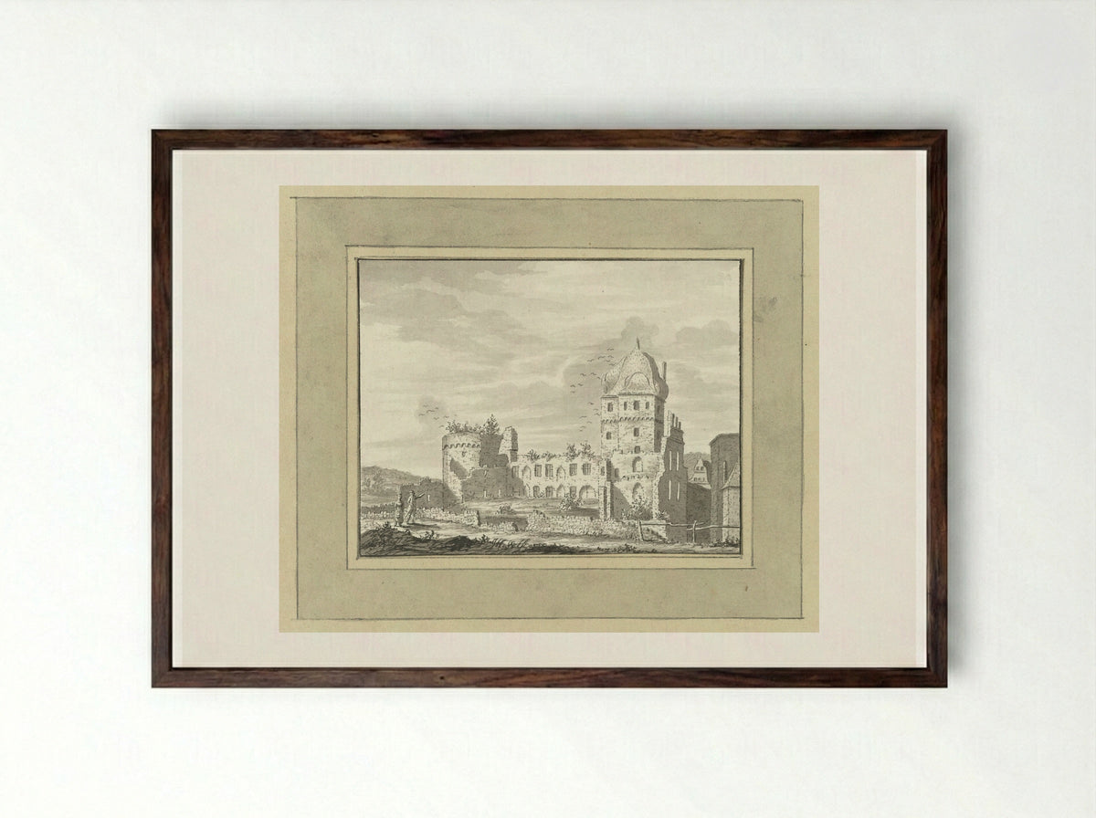 Ruïne van het slot te Andernach - Ernst Willem Jan Bagelaar - Framed Print Dark Wood