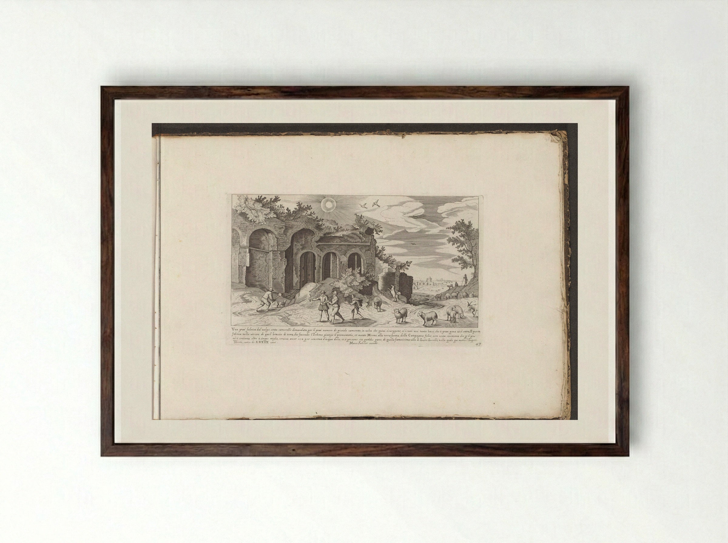Ruïnes bij Misenum - Giovanni Giacomo de' Rossi - Framed Print Dark Wood