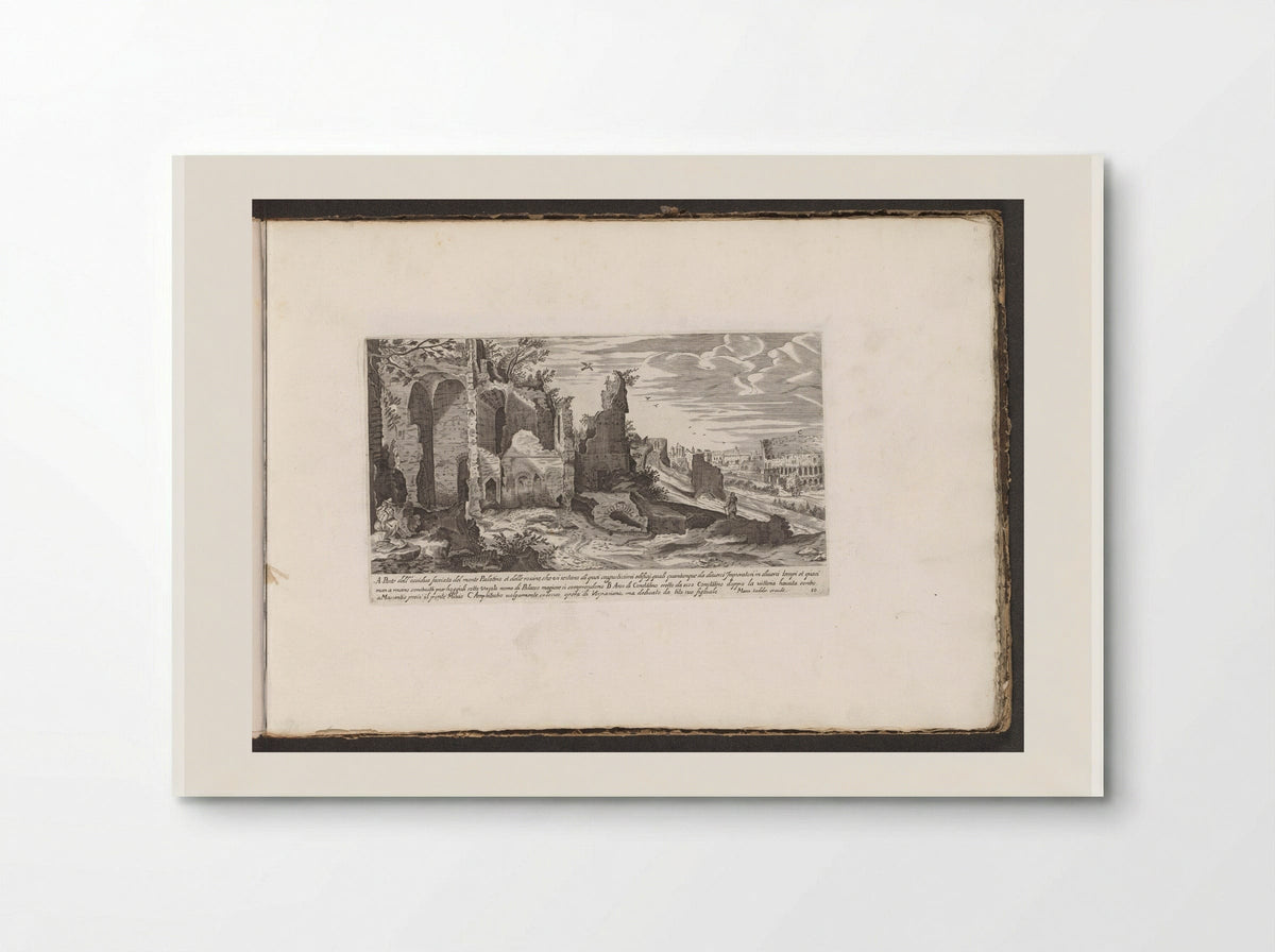 Ruïnes op de hellingen van de Palatijn, rechts het Colosseum - Giovanni Giacomo de' Rossi - Poster
