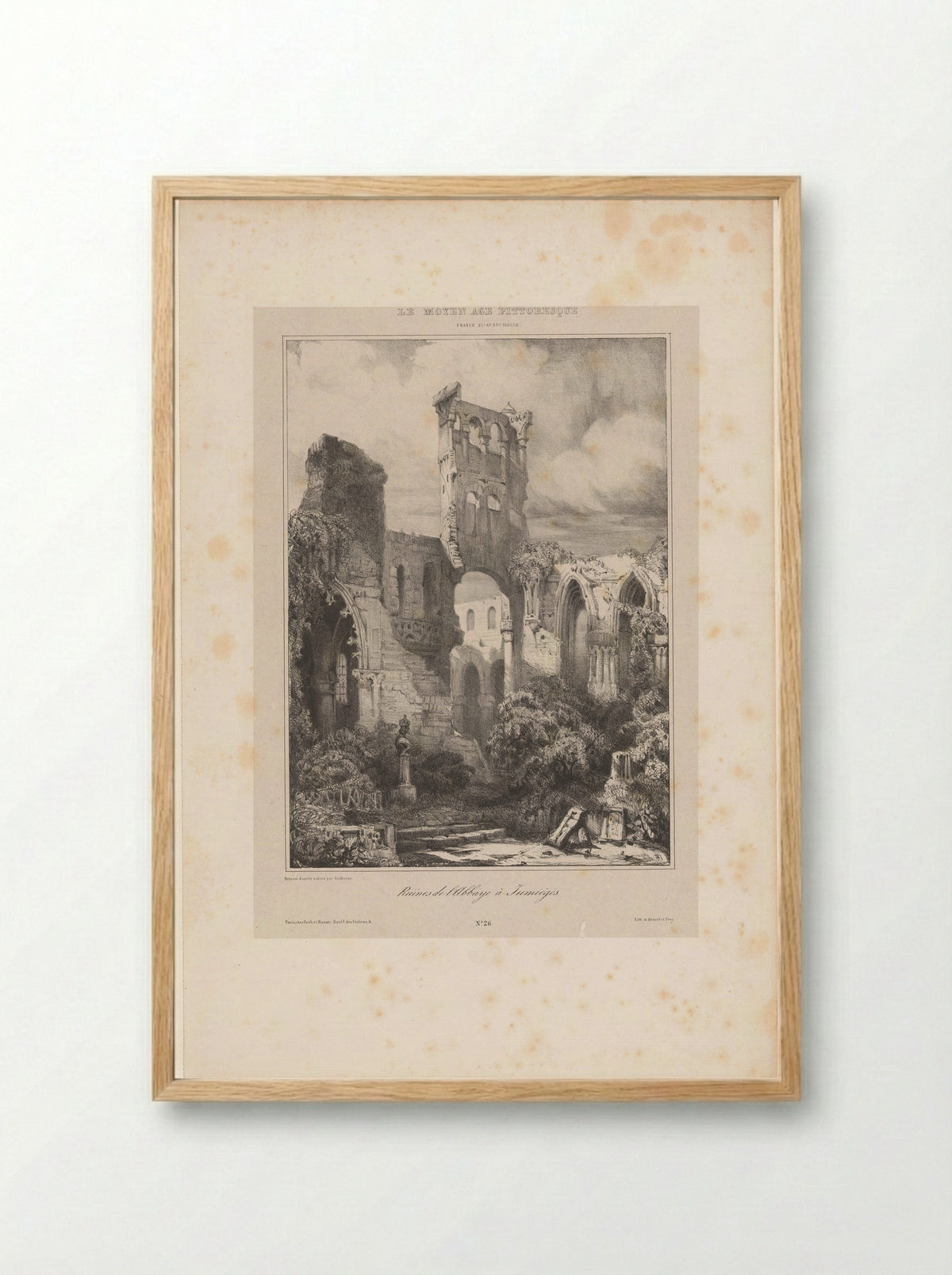 Ruïnes van de abdij van Jumièges - Léon Auguste Asselineau - Framed Print Wood