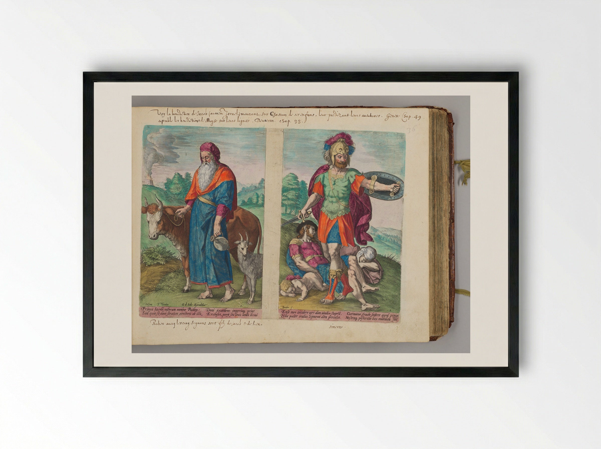 Ruben and Simeon - Johann Sadeler I - Framed Print Black