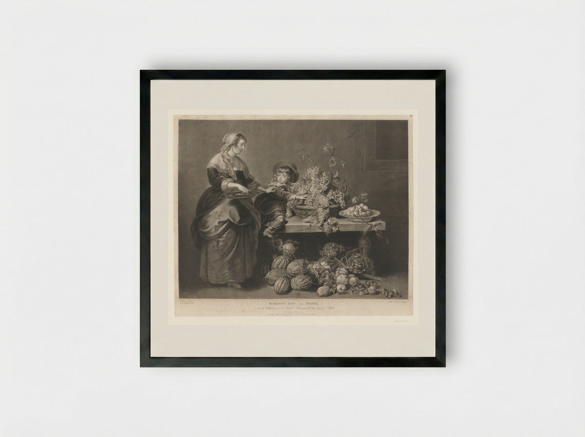 Rubens' Son and Nurse - Richard Earlom - Framed Print Black