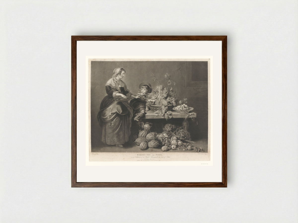 Rubens' Son and Nurse - Richard Earlom - Framed Print Dark Wood