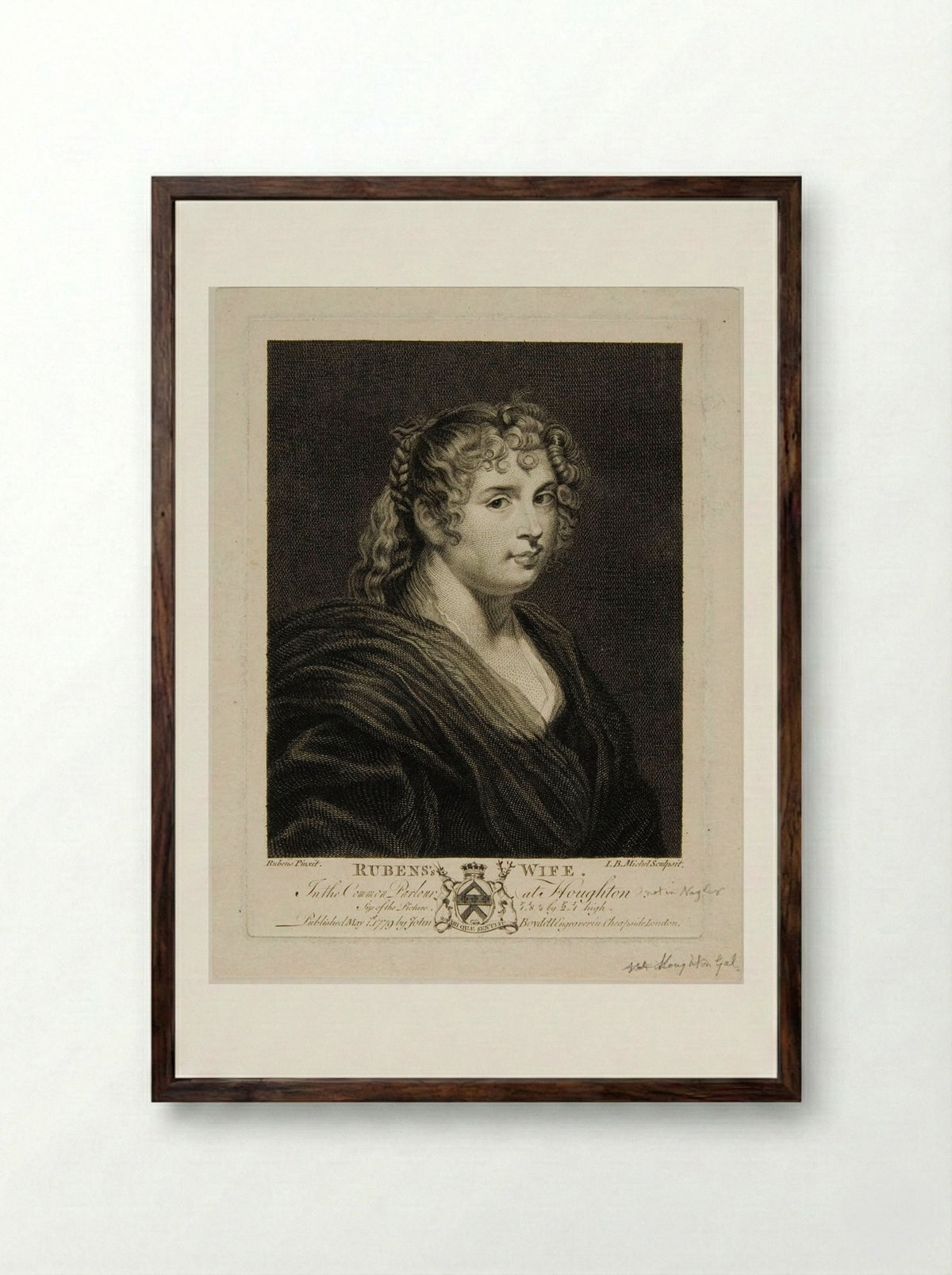 Rubens' Wife - Jean Baptiste Michel - Framed Print Dark Wood