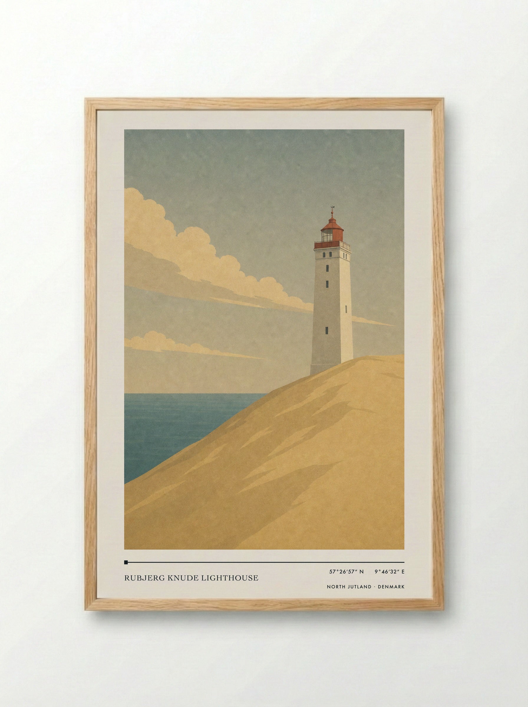 Rubjerg Knude Lighthouse Travel Poster Artwork - Framed Print Wood