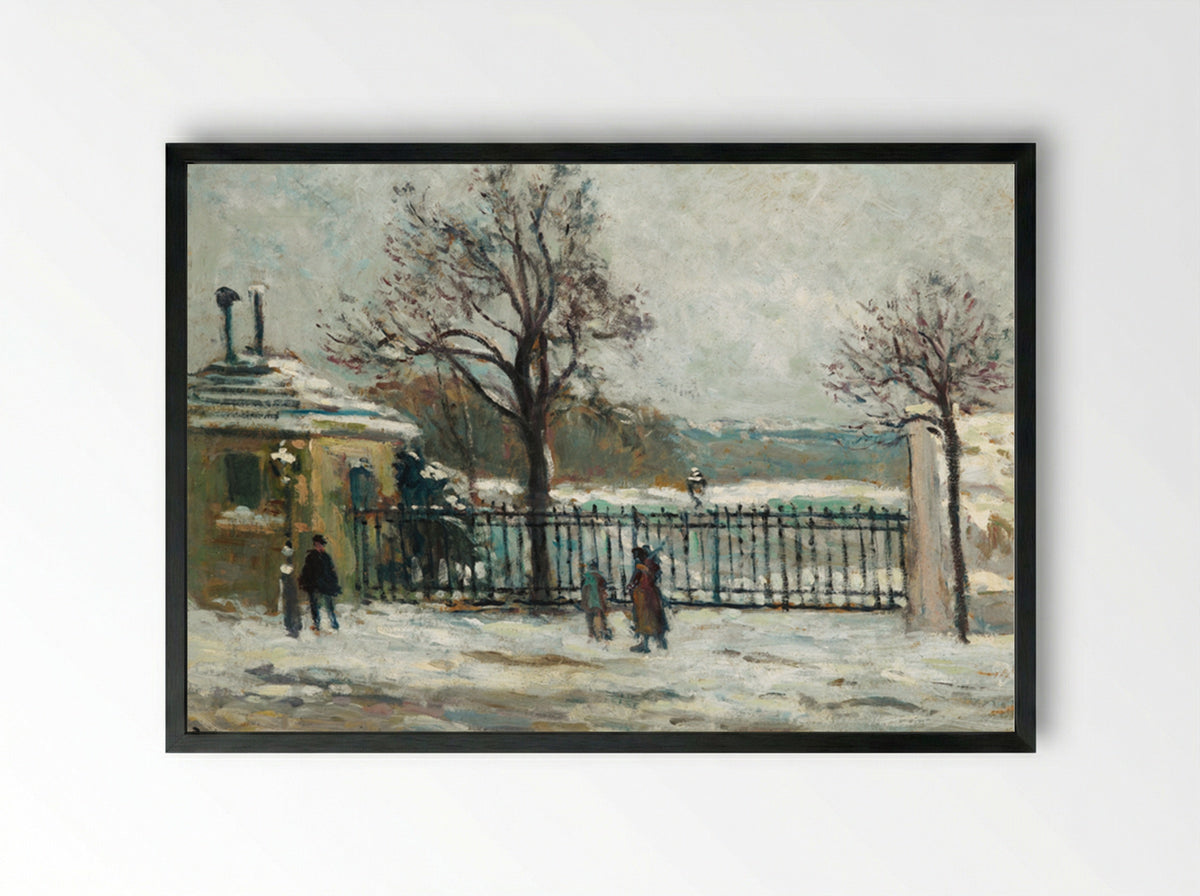 Rue Gudin, Winter View Of The Garden - Maximilien Luce - Framed Print Black