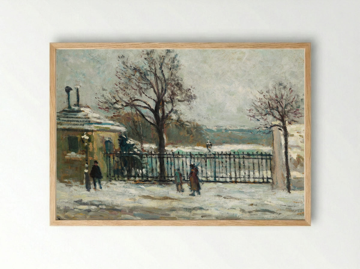 Rue Gudin, Winter View Of The Garden - Maximilien Luce - Framed Print Wood