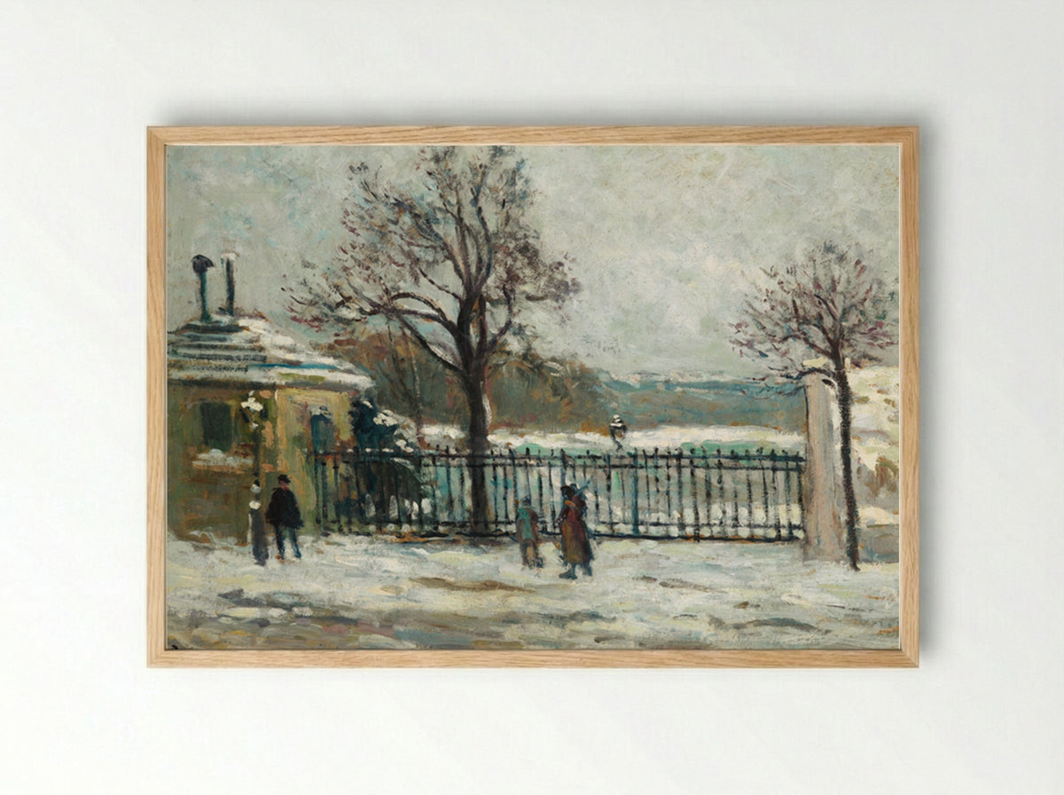 Rue Gudin, Winter View Of The Garden - Maximilien Luce - Framed Print Wood