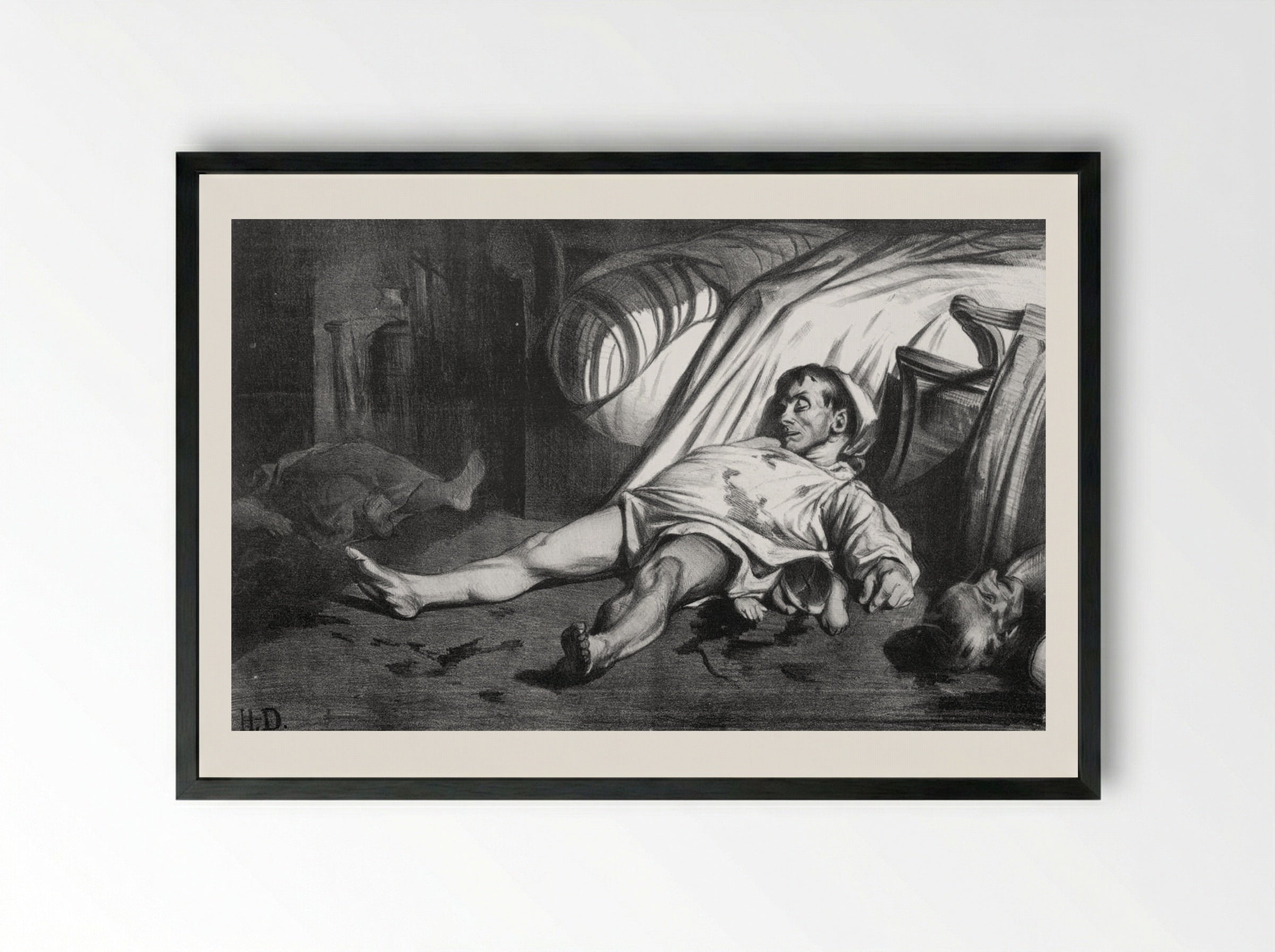 Rue Transnonain, April 15, 1834 - Honoré-Victorin Daumier - Framed Print Black