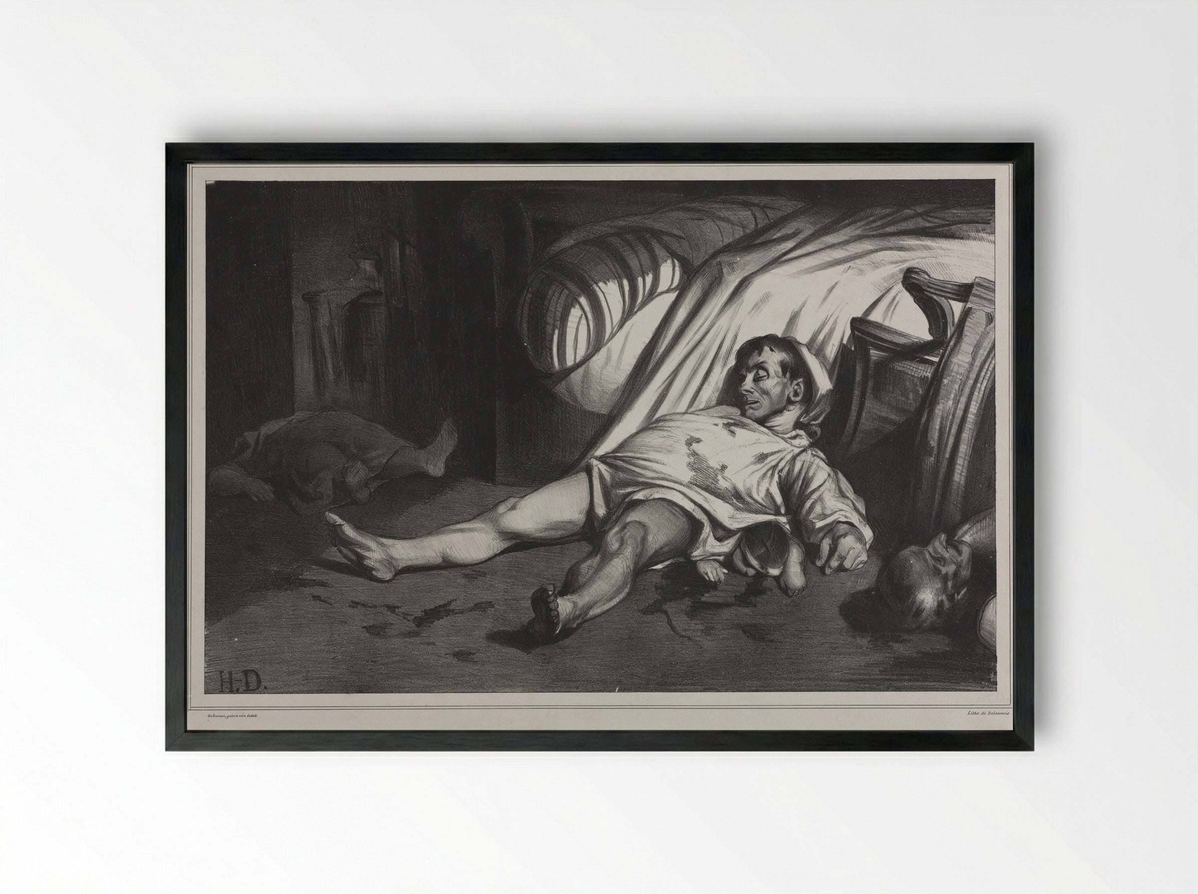 Rue Transnonain, le 15 avril 1834 - Honoré Daumier - Framed Print Black