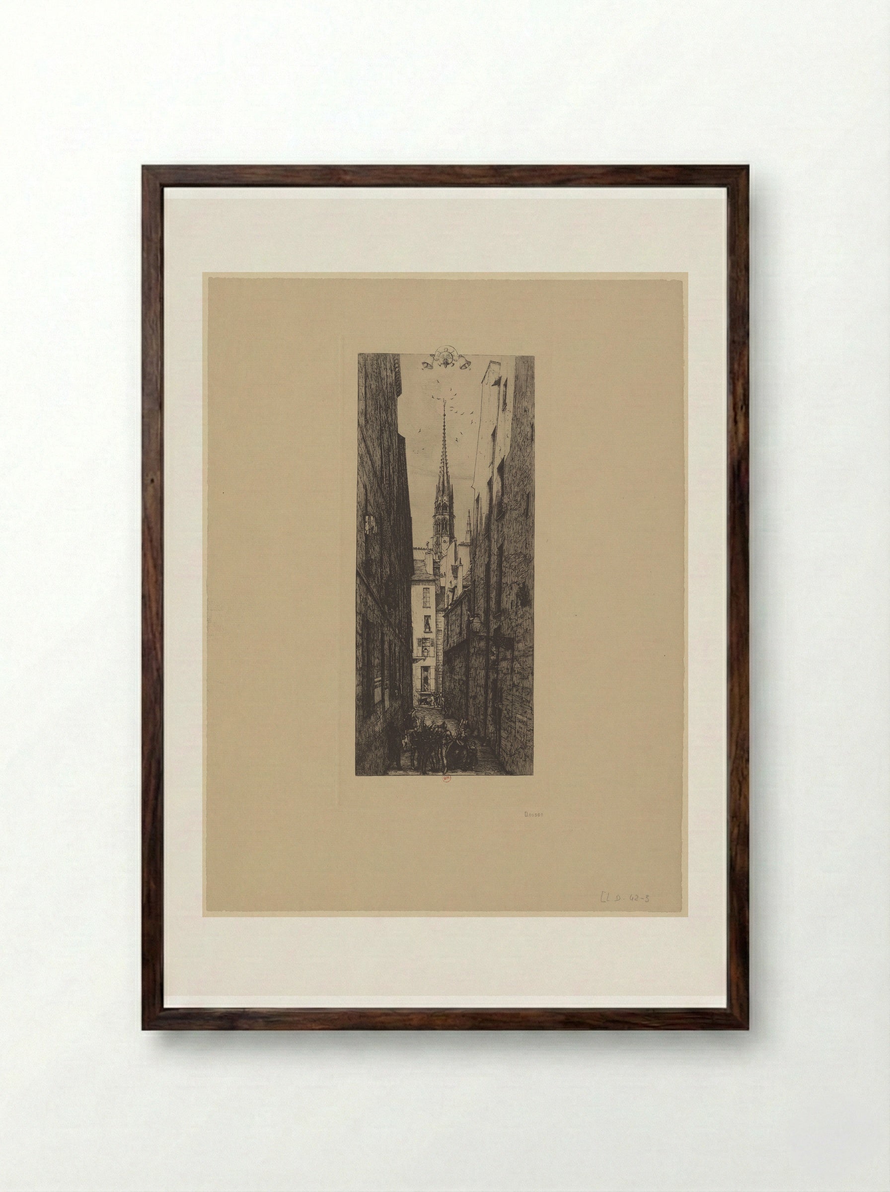 Rue de Chantres - Charles Meryon - Framed Print Dark Wood