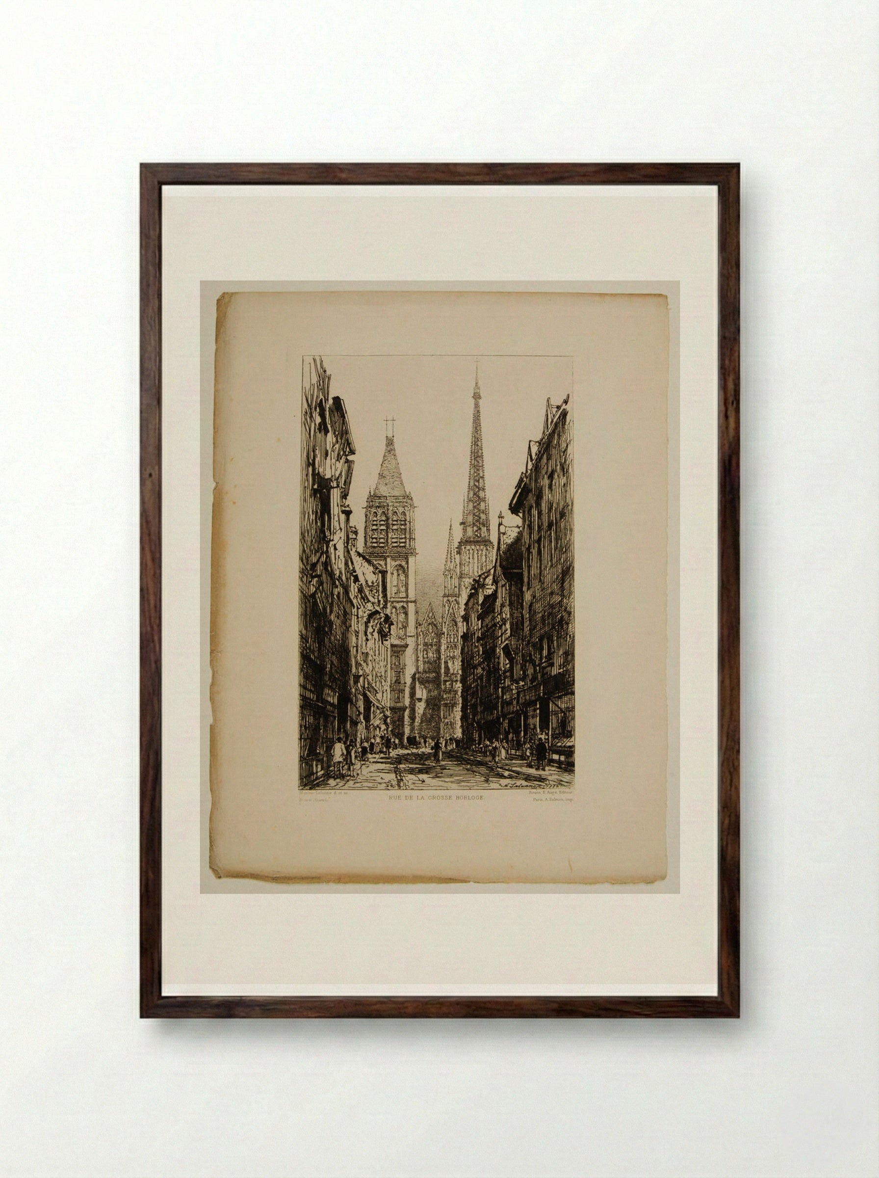 Rue de la Grosse Horloge - Maxime Lalanne - Framed Print Dark Wood