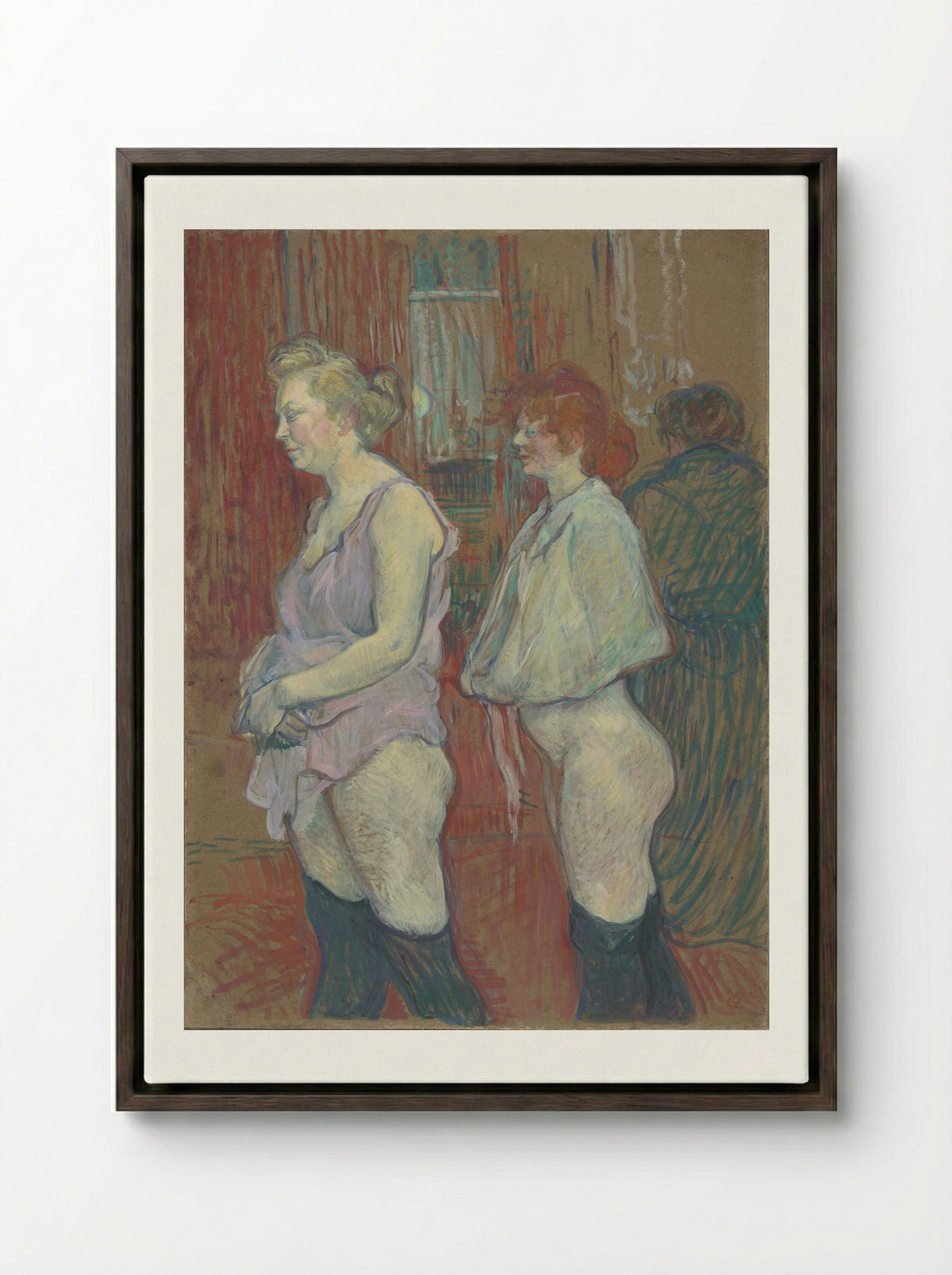 Rue des Moulins - Henri de Toulouse-Lautrec - Framed Canvas Dark Wood