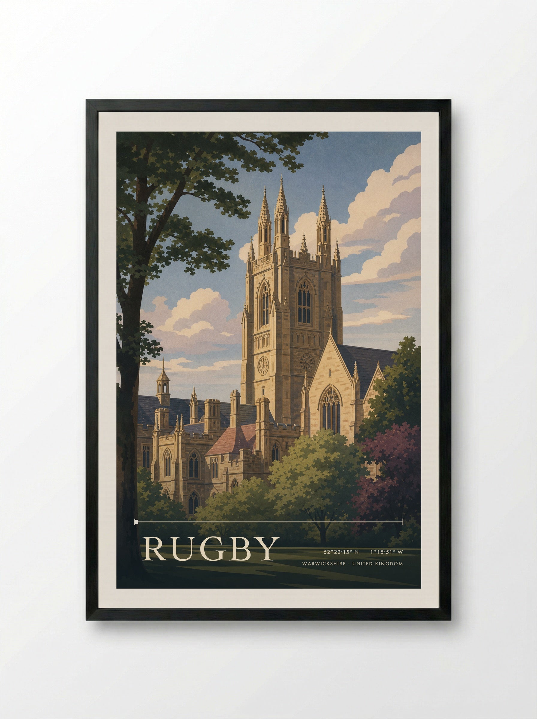 Rugby Warwickshire United Kingdom Travel Poster - Framed Print Black