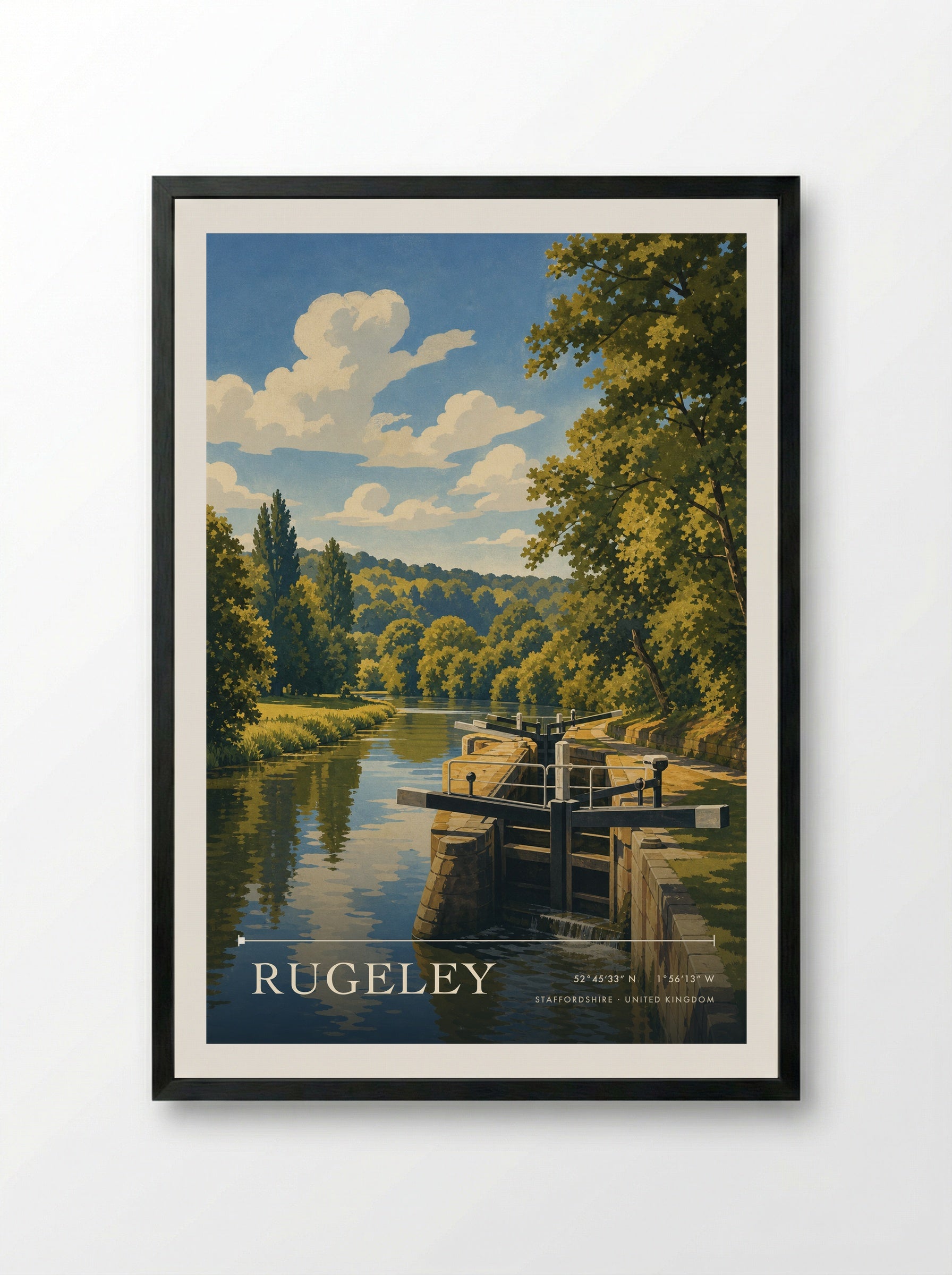Rugeley Staffordshire United Kingdom Travel Poster - Framed Print Black