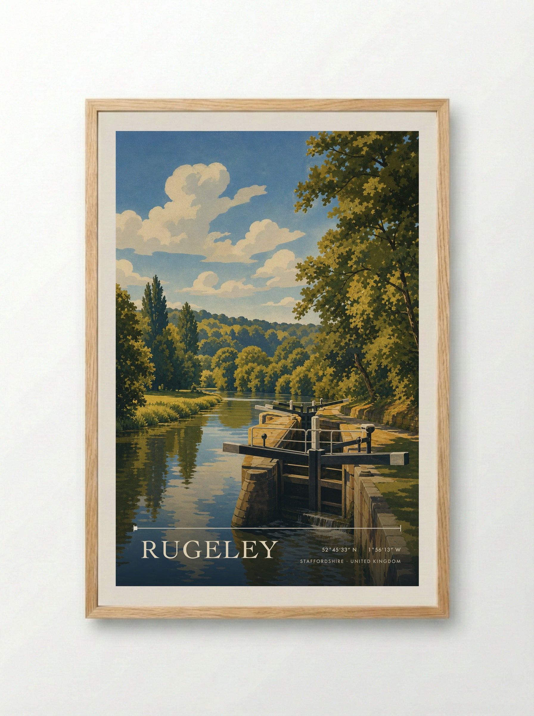 Rugeley Staffordshire United Kingdom Travel Poster - Framed Print Wood