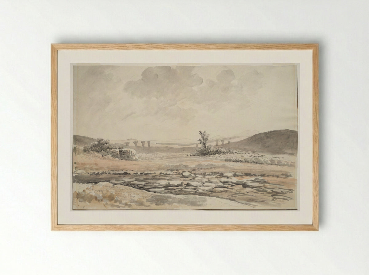 Ruin of an Aqueduct on the Road to Cori, Italy - Carlo Labruzzi - Framed Print Wood
