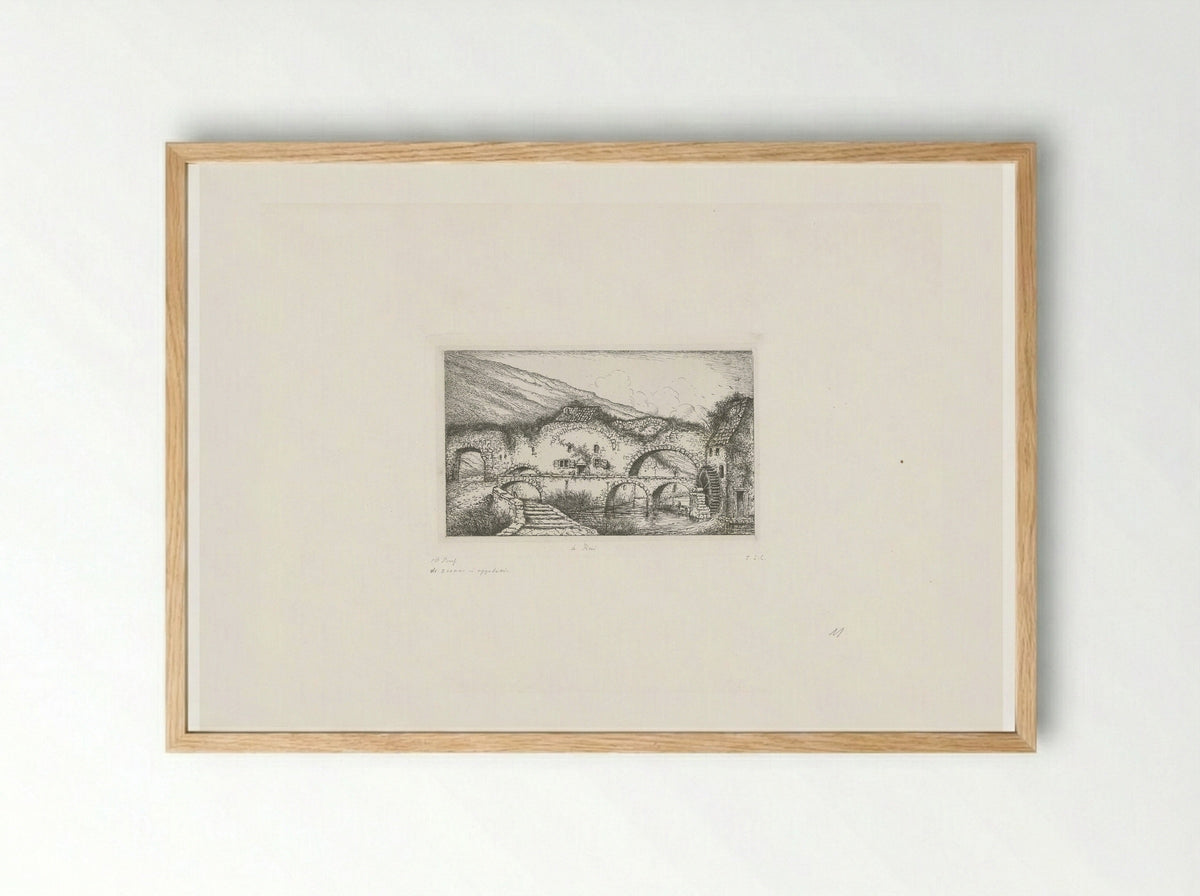 Ruine met watermolen - Jacobus Ludovicus Cornet - Framed Print Wood
