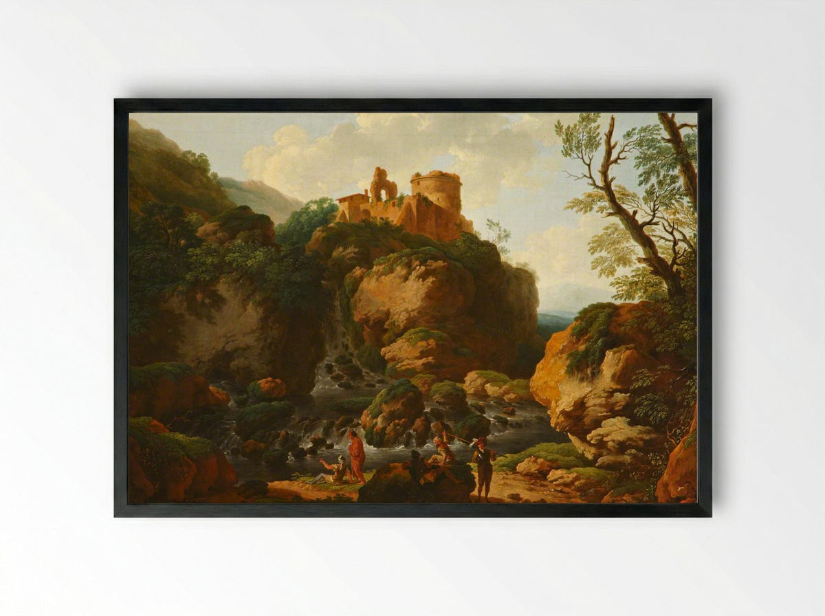 Ruined Castle - Christian Wilhelm Ernst Dietrich - Framed Print Black