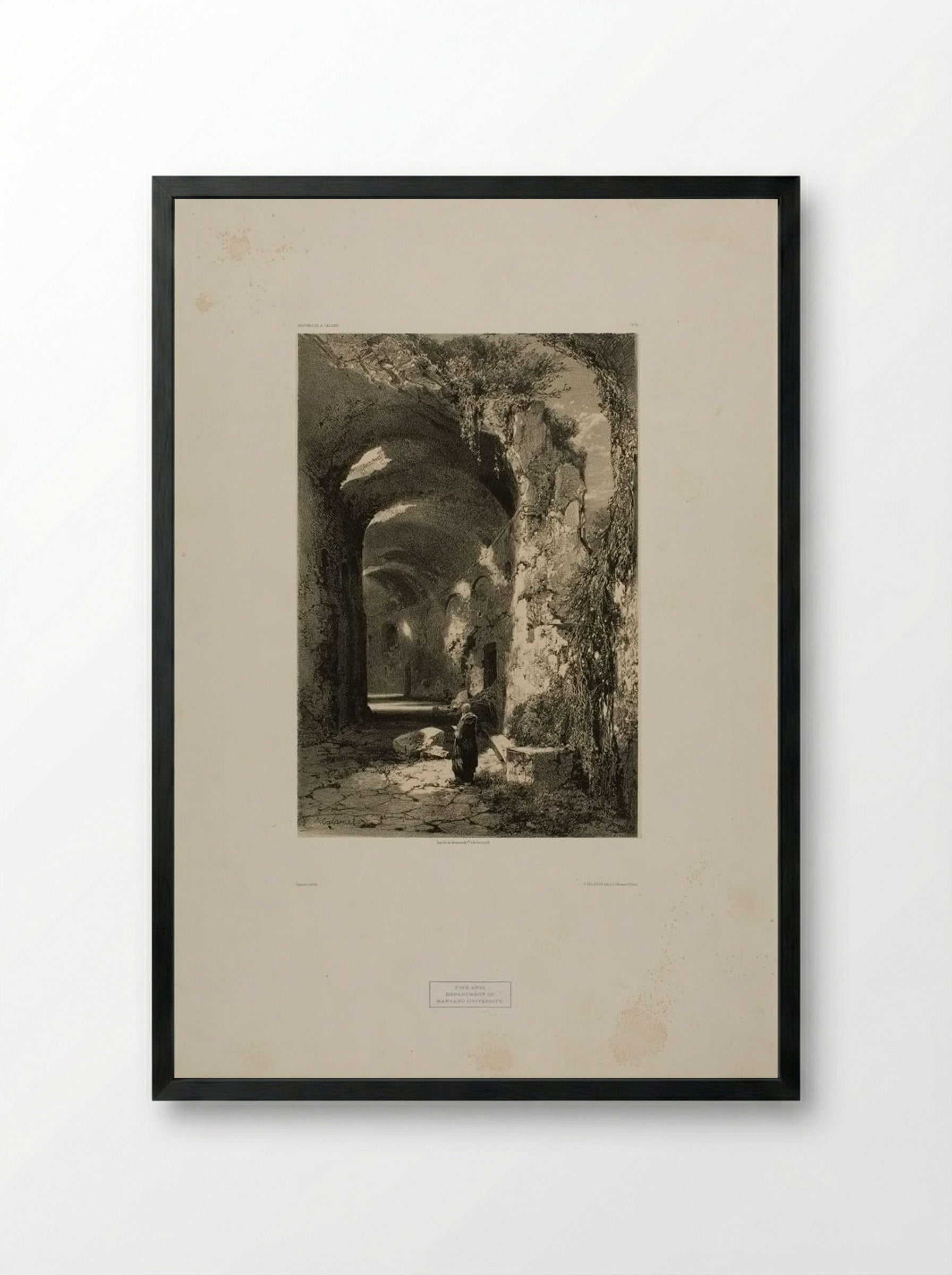 Ruined Vaulted Interior - Alexandre Calame - Framed Print Black