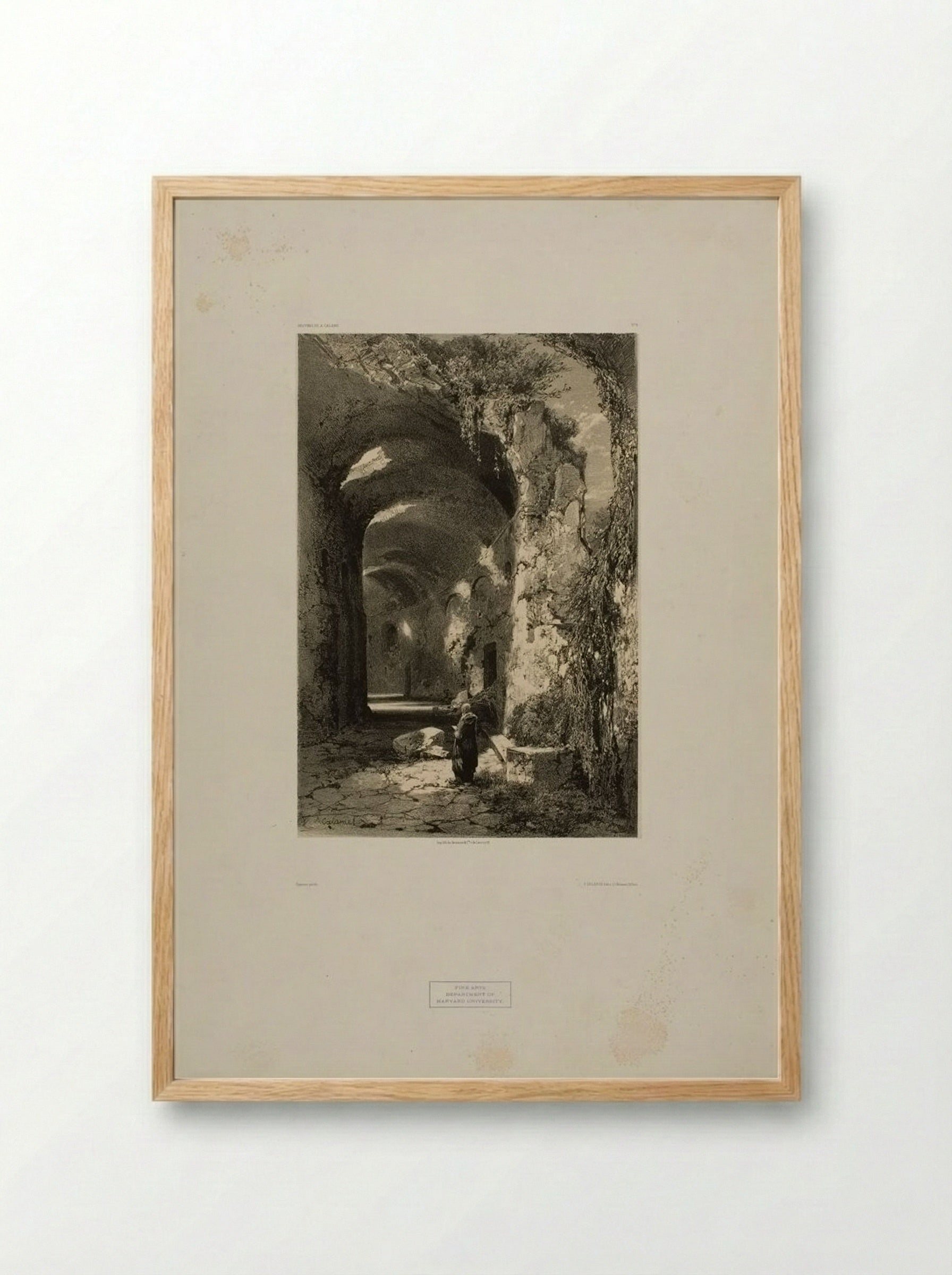 Ruined Vaulted Interior - Alexandre Calame - Framed Print Wood