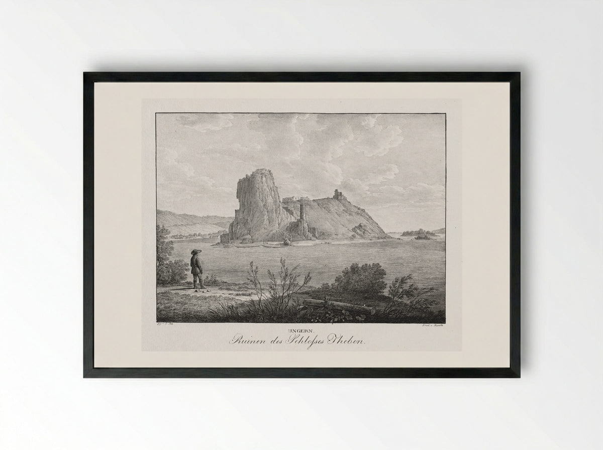 Ruinen des Schlosses Theben - Jakob Alt - Framed Print Black