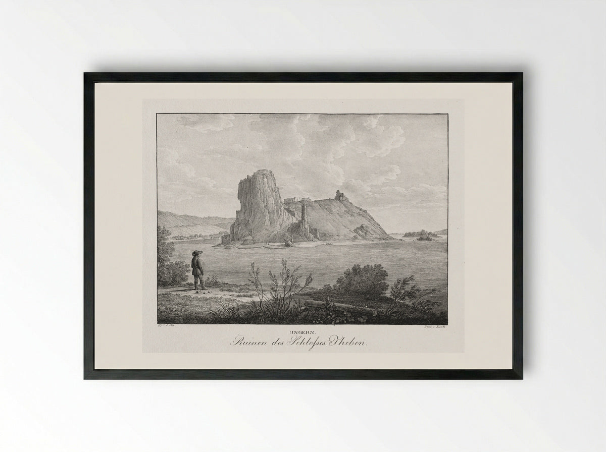 Ruinen des Schlosses Theben - Jakob Alt - Framed Print Black