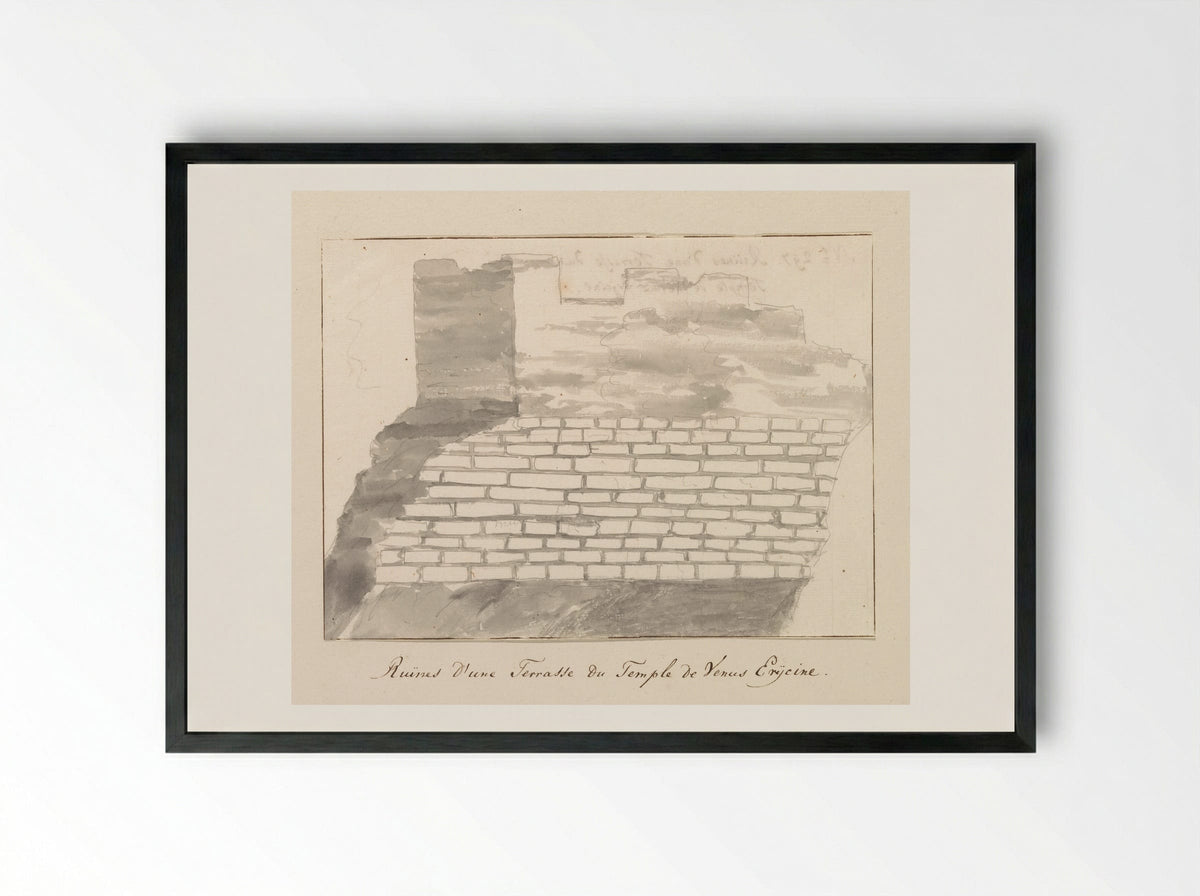 Ruines d'une Terrasse du Temple de Venus Erycine - Louis Ducros - Framed Print Black