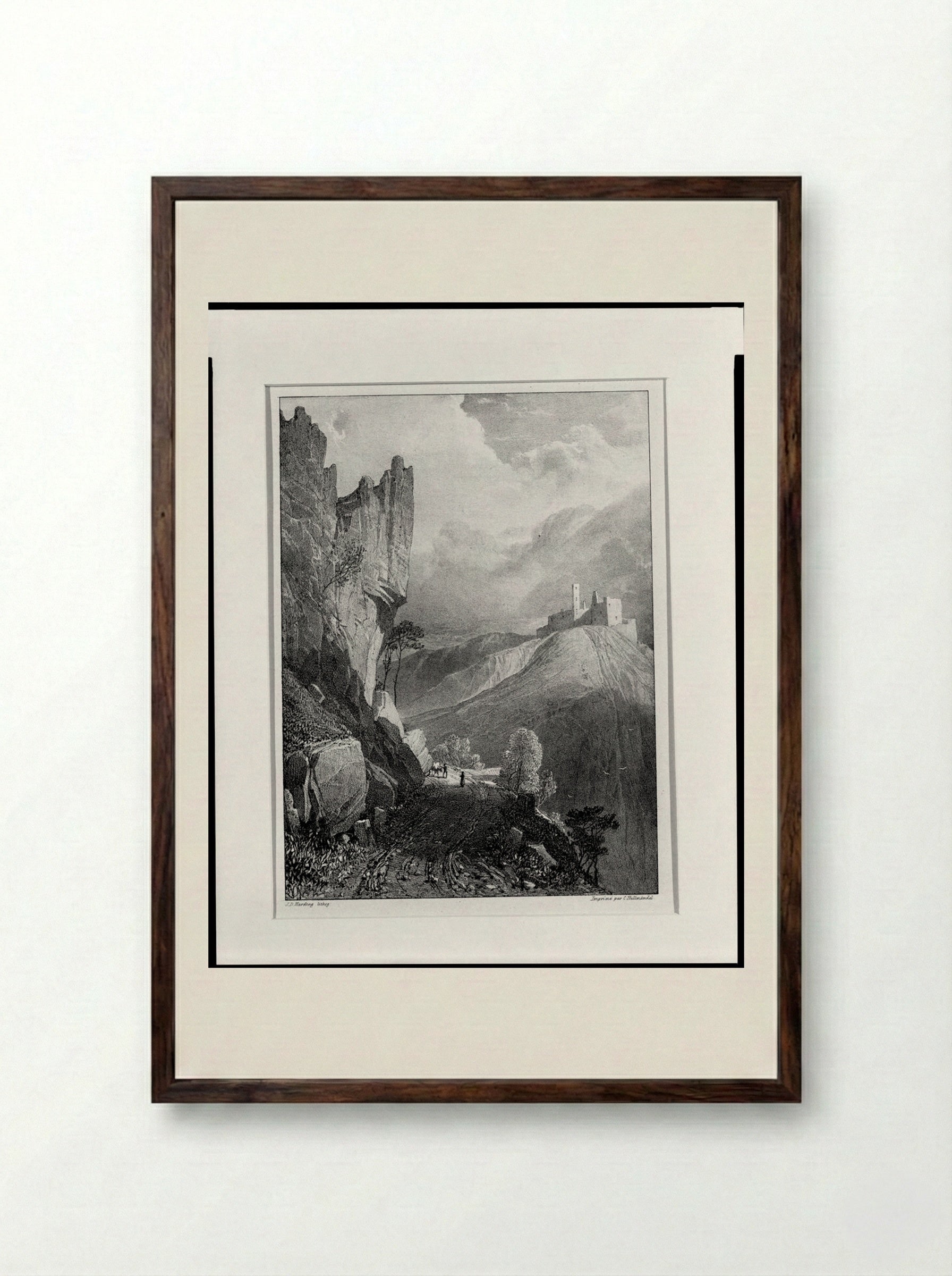 Ruines du château de Tout Saint - James Duffield Harding - Framed Print Dark Wood