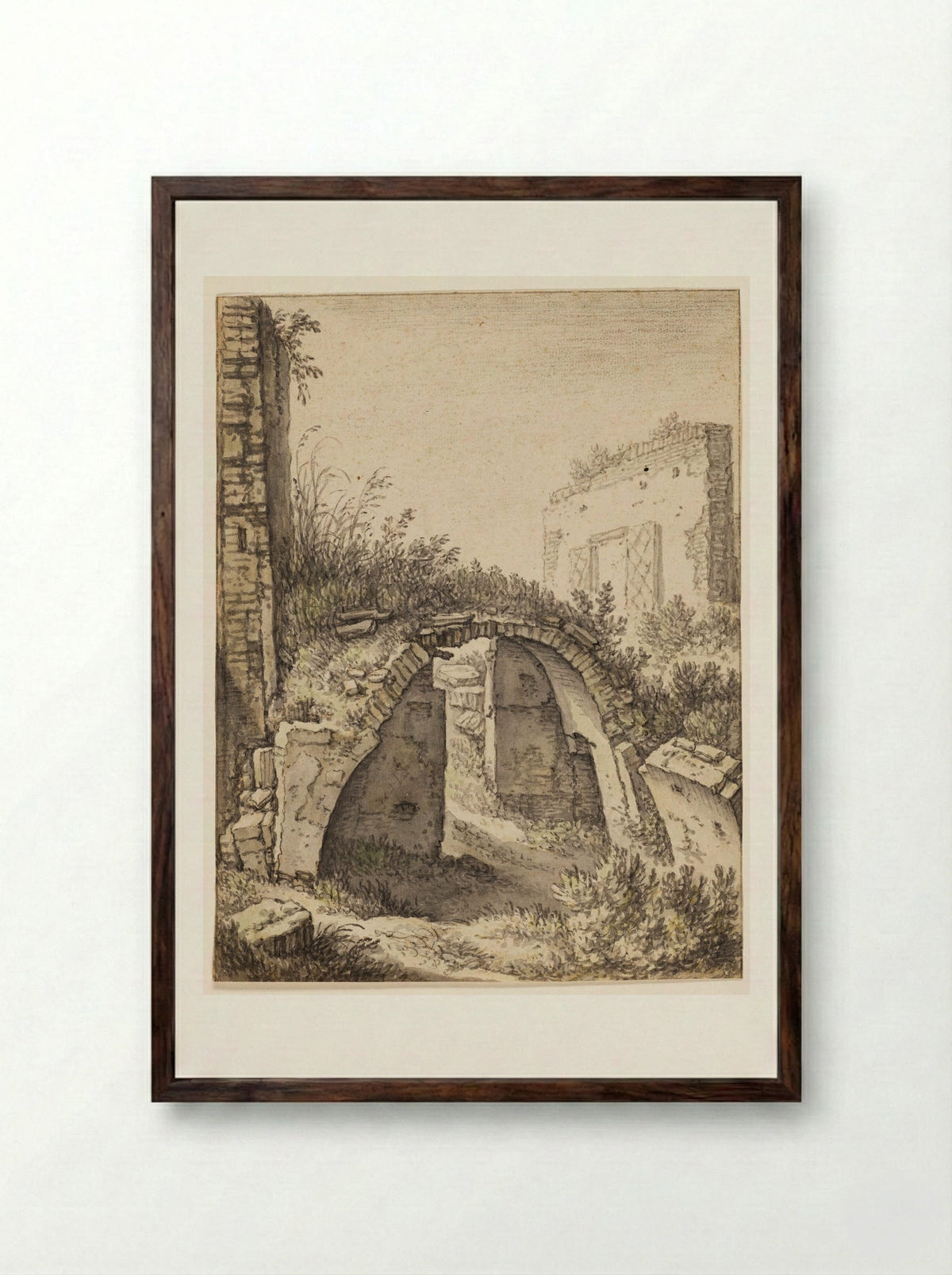Ruins in Utrecht by the Saint Jobsgasthuis - Herman Saftleven - Framed Print Dark Wood