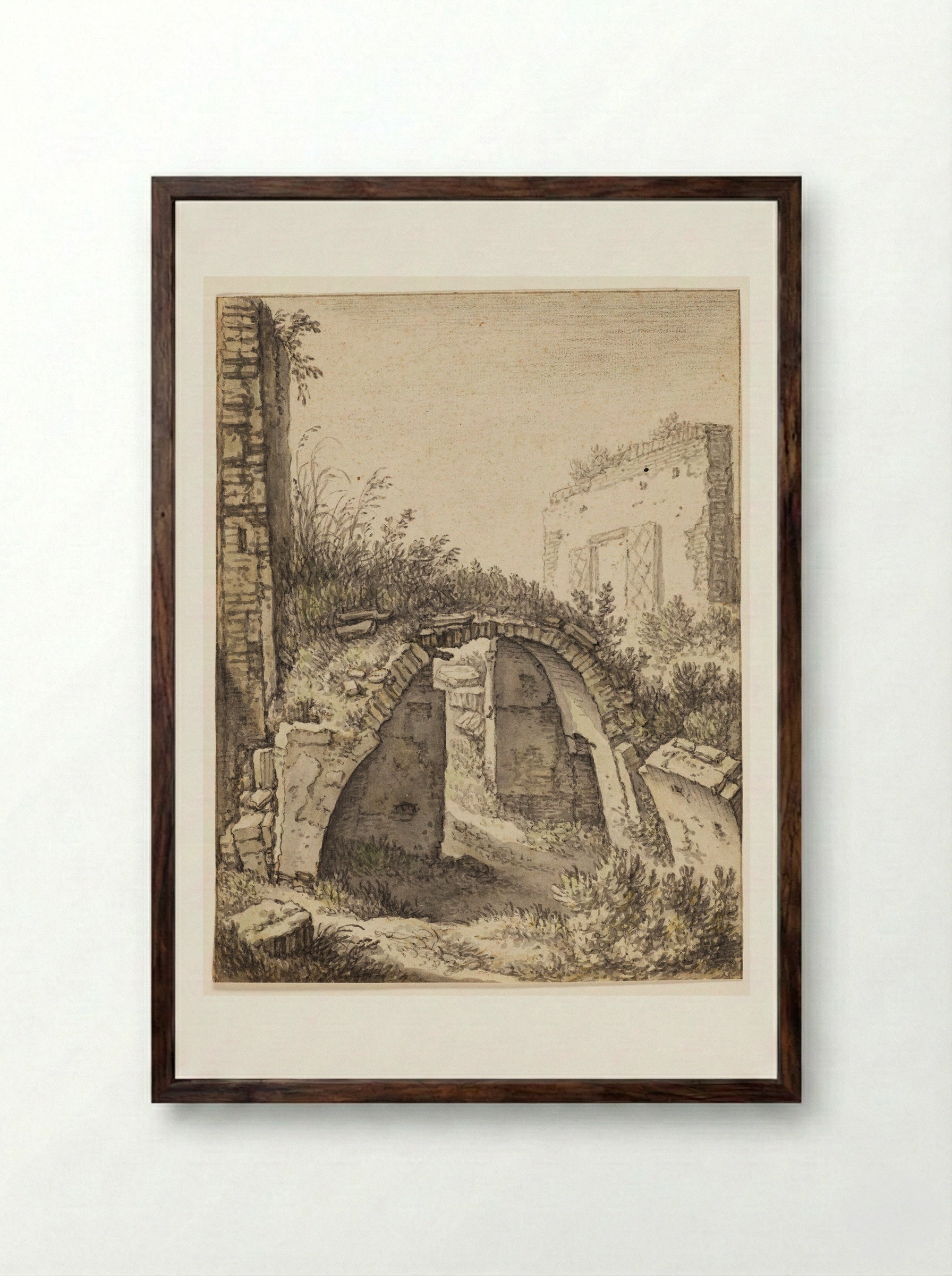 Ruins in Utrecht by the Saint Jobsgasthuis - Herman Saftleven - Framed Print Dark Wood