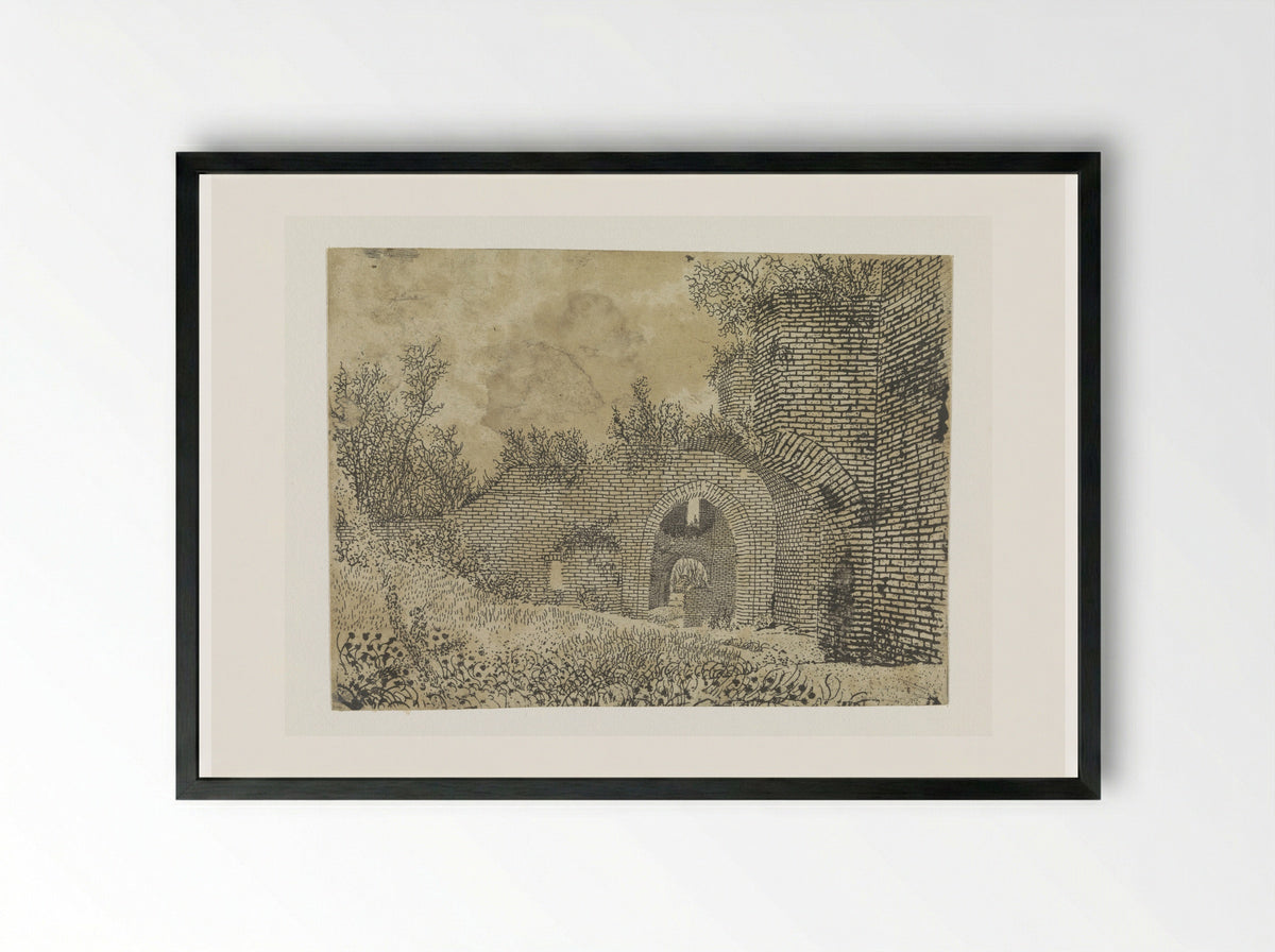Ruins of Brederode Castle - Hercules Segers - Framed Print Black