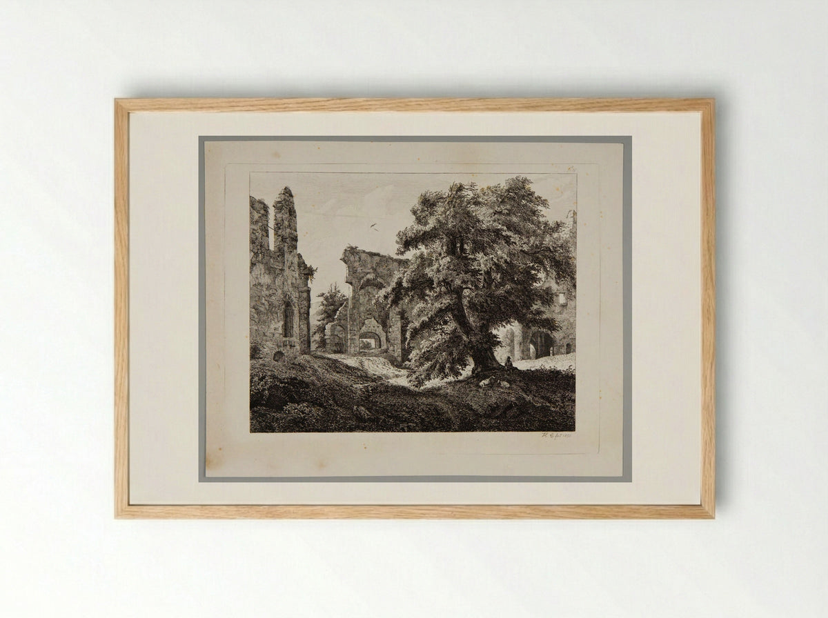Ruins of Schloss Hartenstein - Johann Hermann Carmiencke - Framed Print Wood