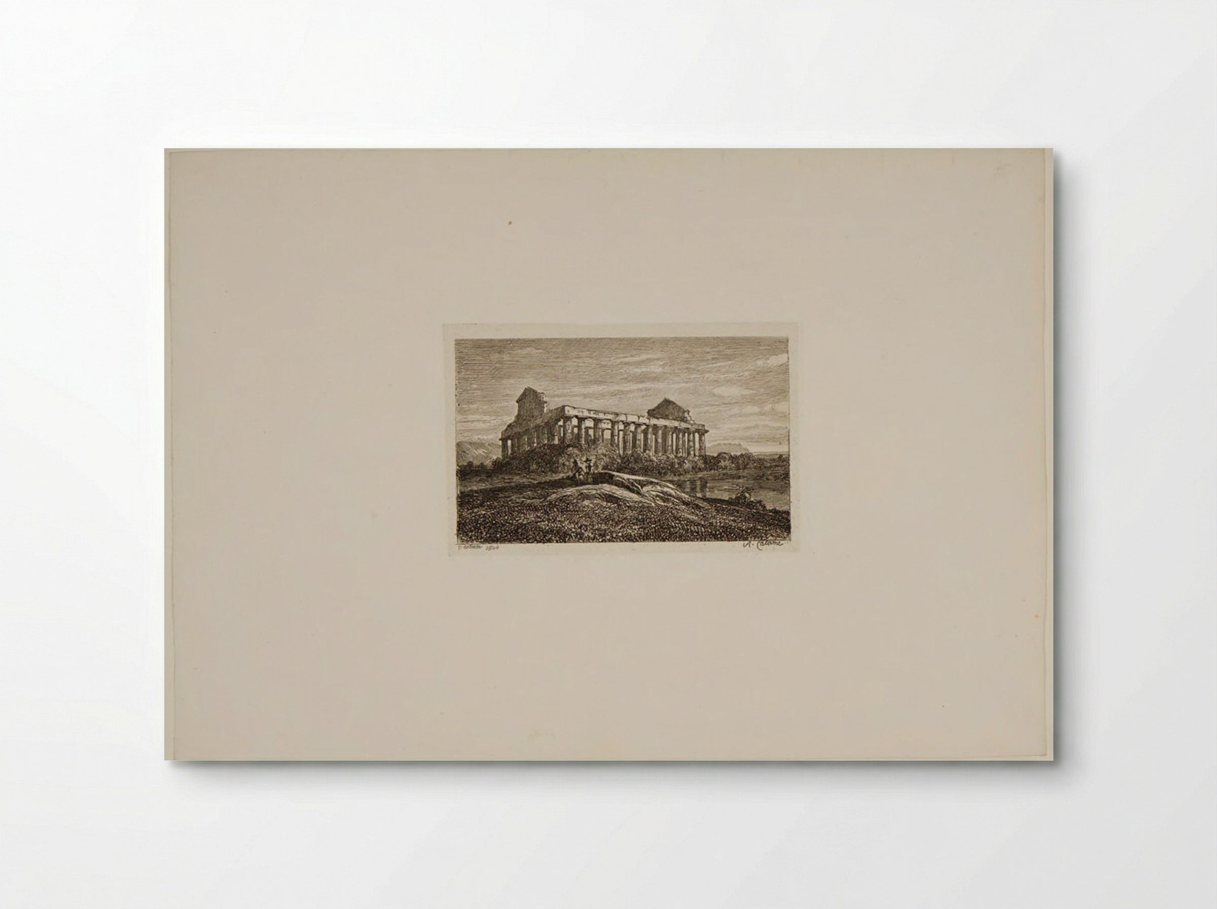 Ruins of a Temple at Paestum - Alexandre Calame - Poster