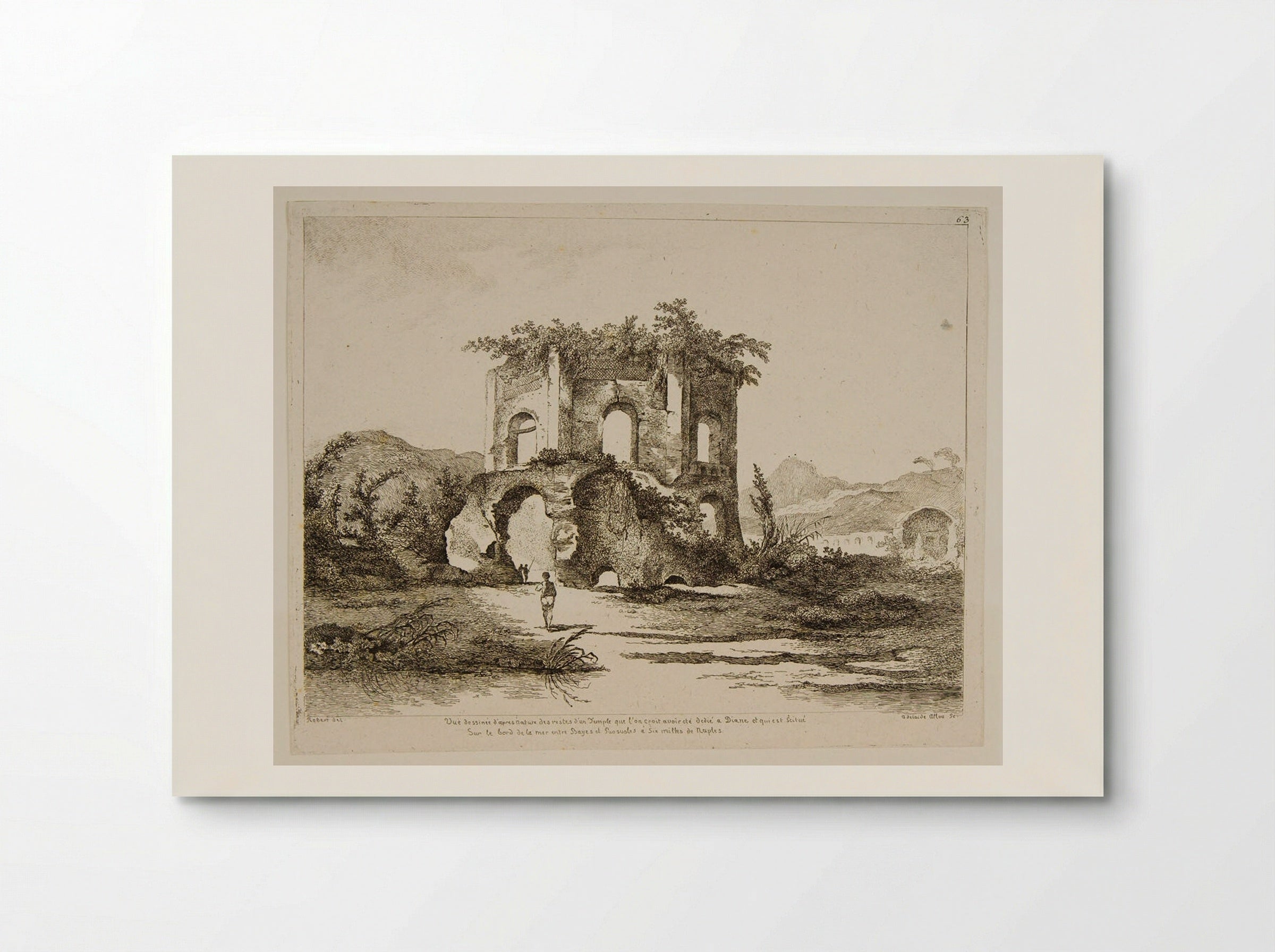 Ruins of a Temple on the Shore near Naples - Adélaide Allou - Poster