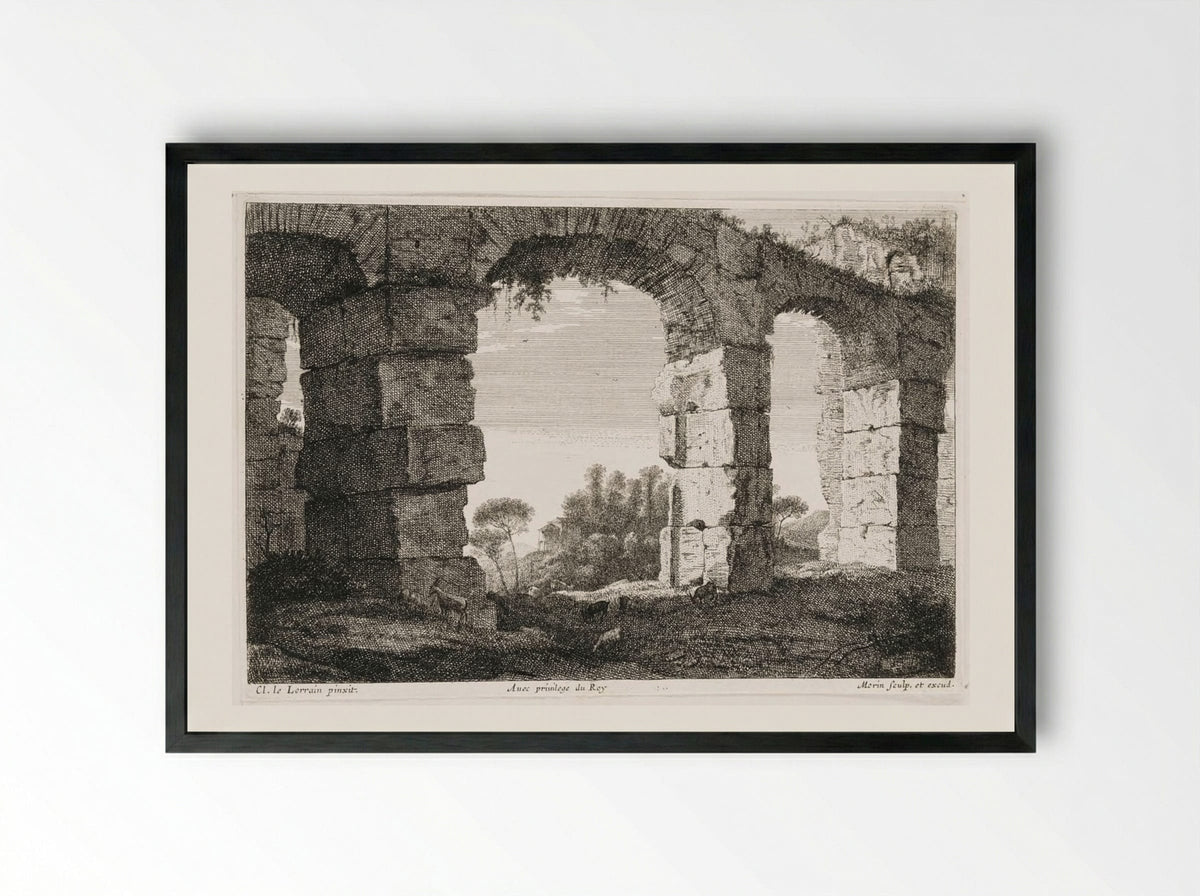 Ruins of an Aqueduct - Jean Morin - Framed Print Black