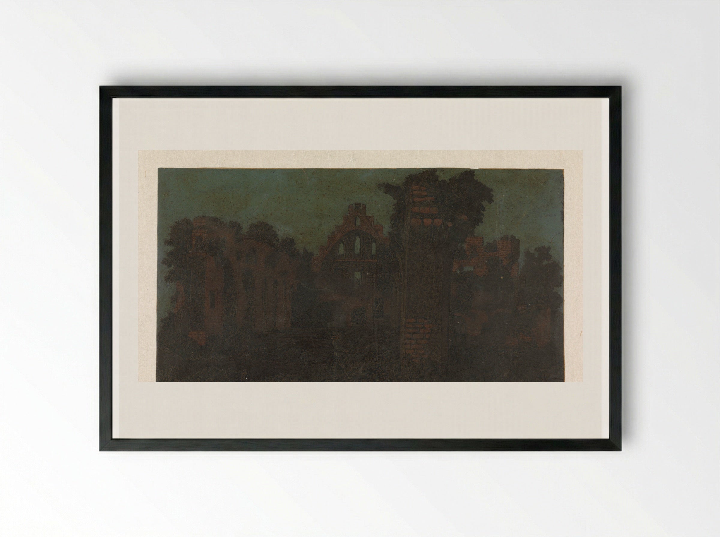 Ruins of the Abbey of Rijnsburg, Large Version - Hercules Segers - Framed Print Black