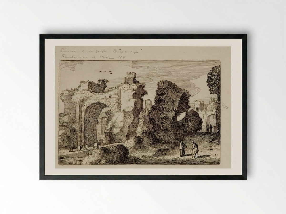 Ruins of the Baths of Caracalla - Jan van de Velde II - Framed Print Black
