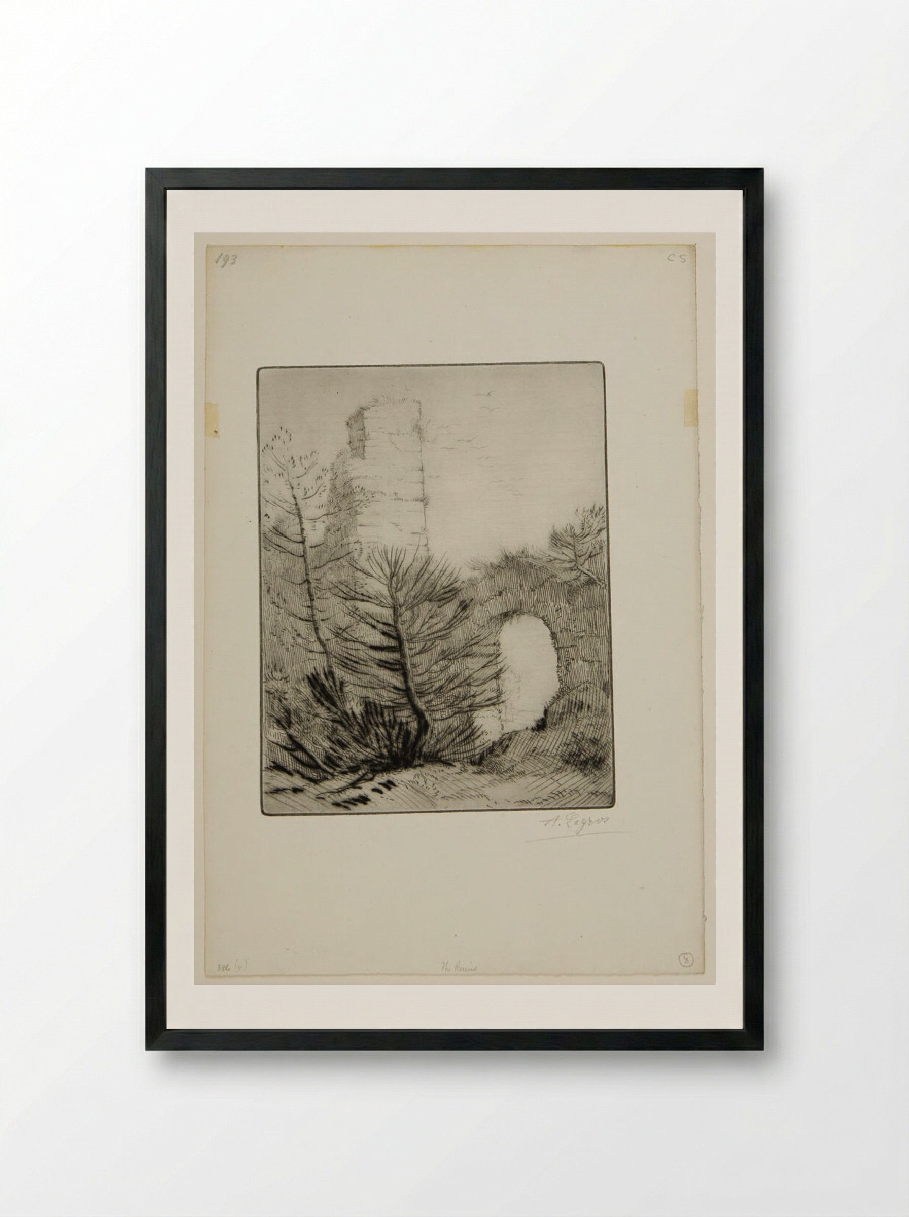 Ruins of the Monastery - Alphonse Legros - Framed Print Black