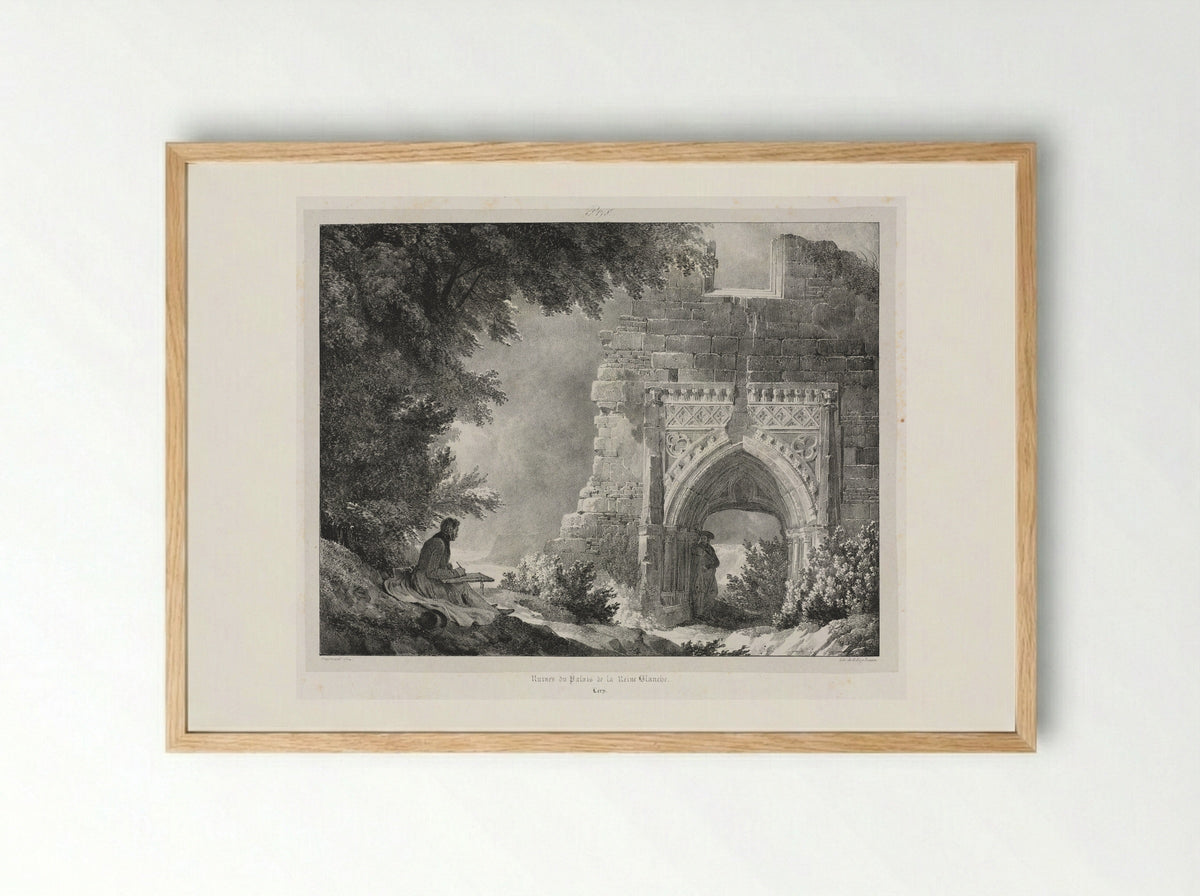 Ruins of the Palace of the White Queen - Alexandre-Evariste Fragonard - Framed Print Wood