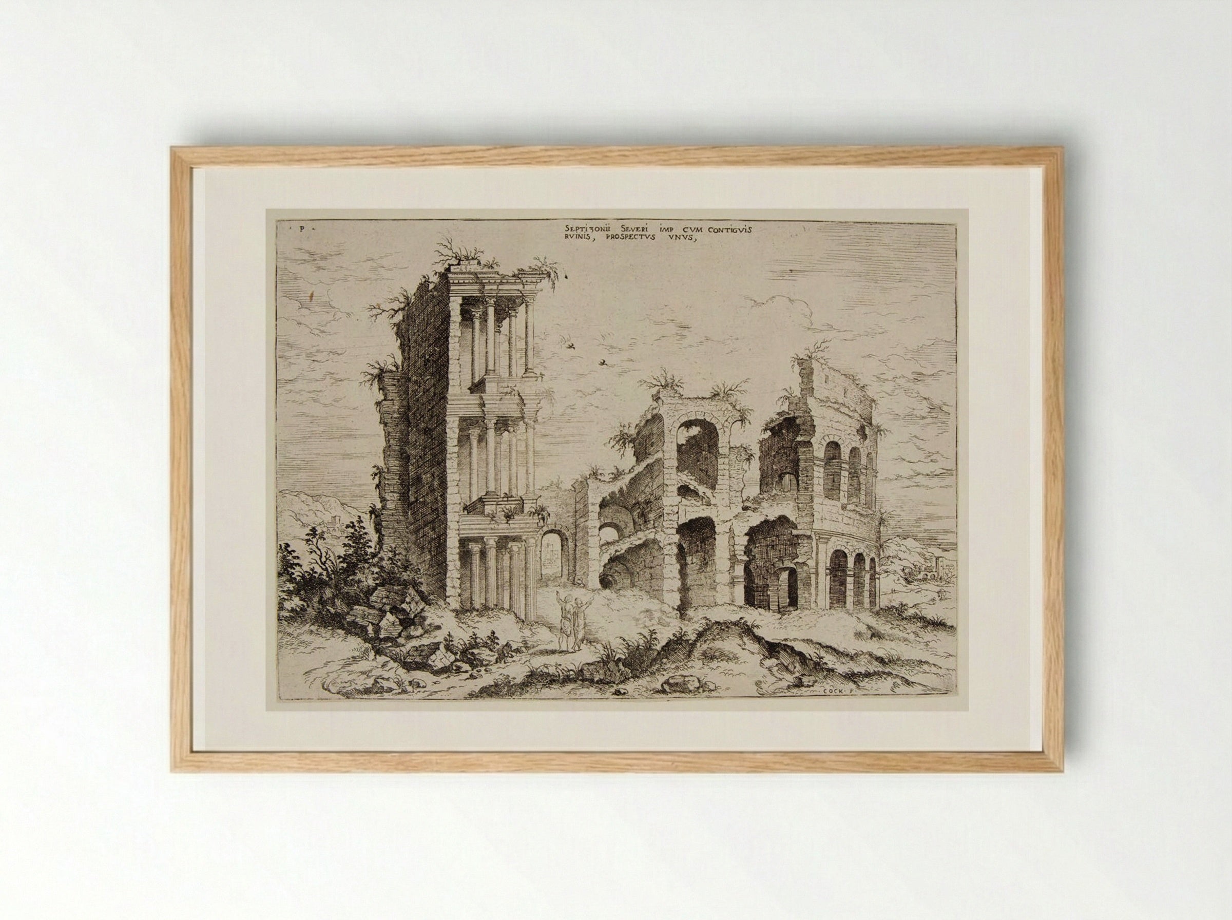 Ruins of the Septizonium and the Colosseum - Hieronymus Cock - Framed Print Wood