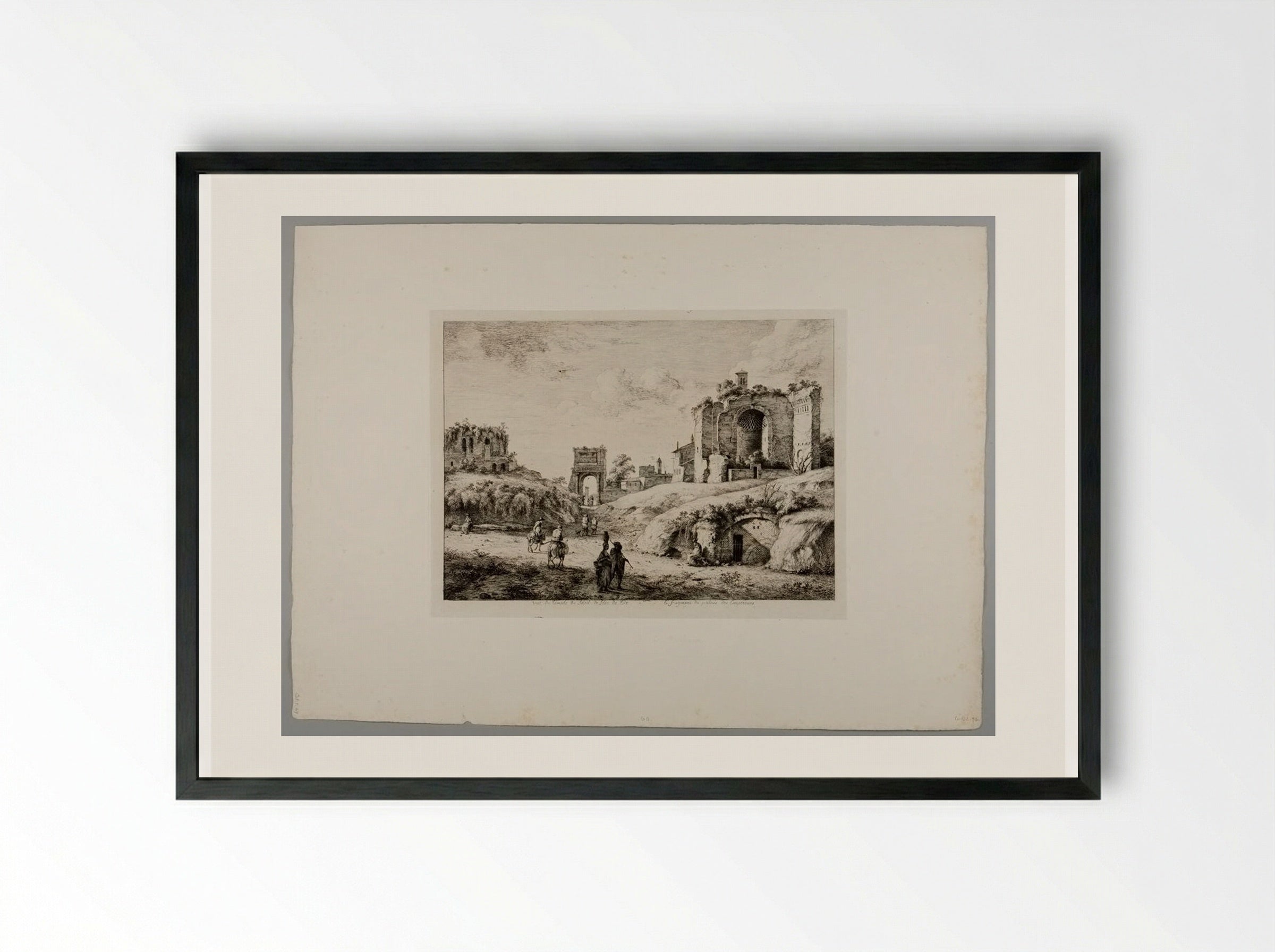 Ruins of the Temple of the Sun and Arch of Titus, and Fragment of the Palace of the Caesars - Jean-Jacques de Boissieu - Framed Print Black