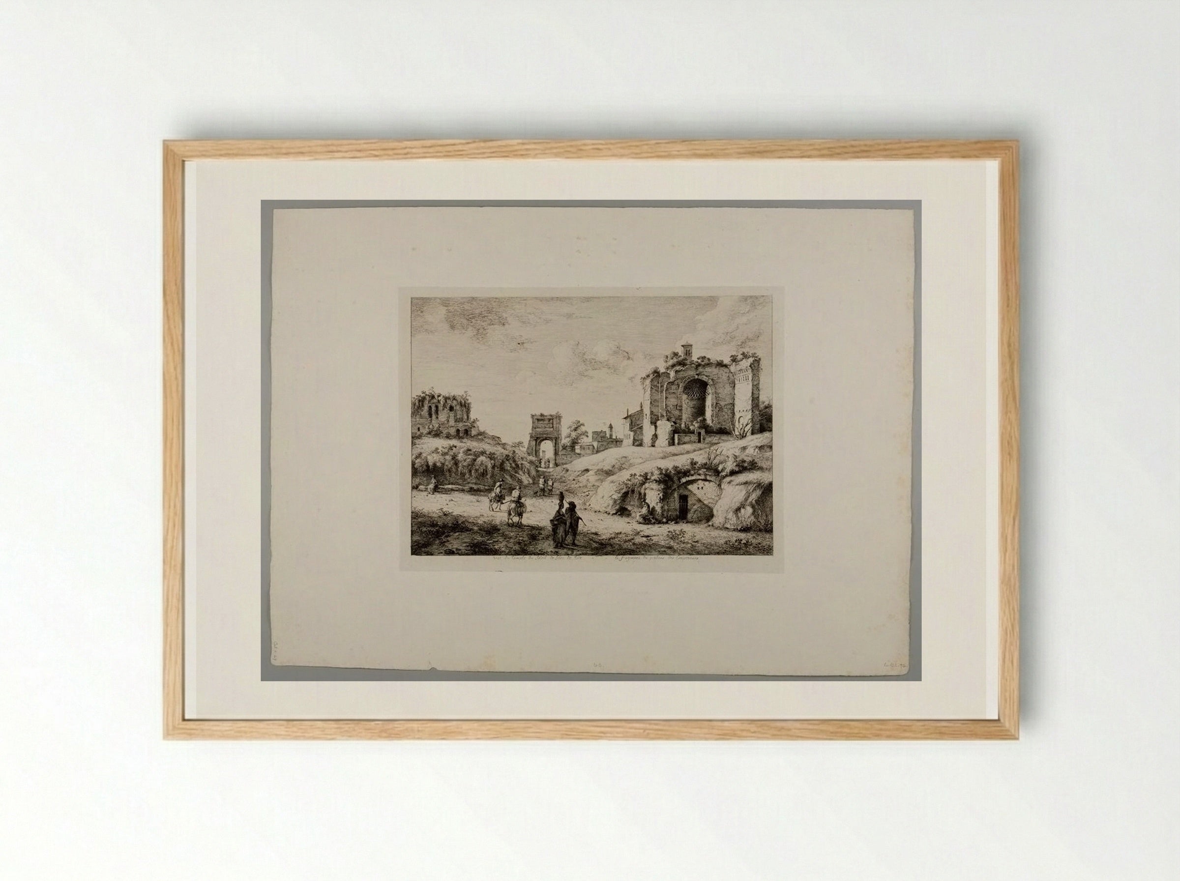 Ruins of the Temple of the Sun and Arch of Titus, and Fragment of the Palace of the Caesars - Jean-Jacques de Boissieu - Framed Print Wood