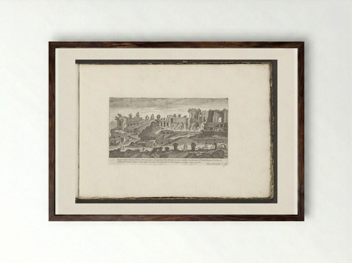 Ruins on the Slopes of the Palatine Hill - Giovanni Giacomo de' Rossi - Framed Print Dark Wood