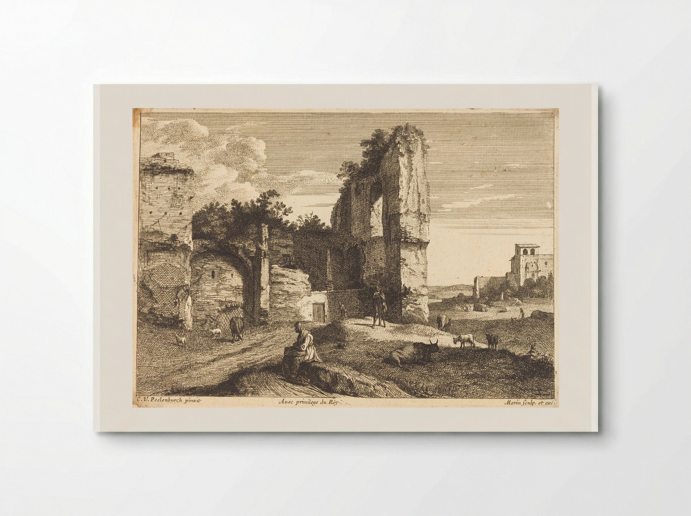 Ruins with Seated Figure - Jean Morin - Poster