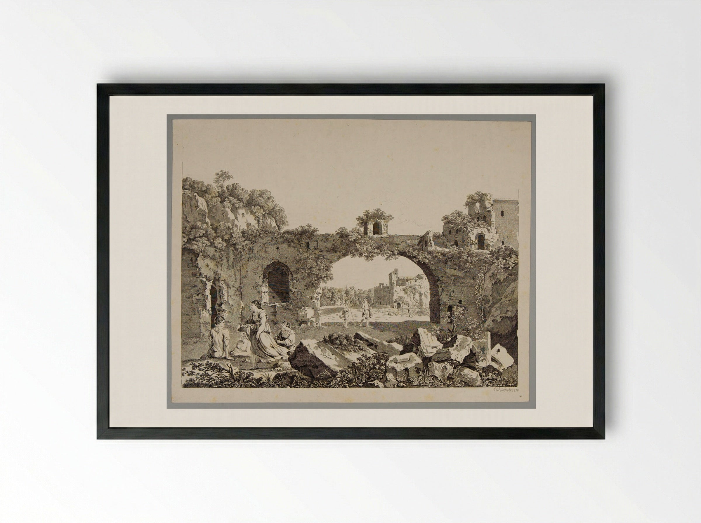 Ruins - Carl Wilhelm Weisbrod - Framed Print Black