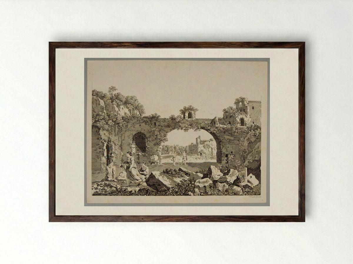 Ruins - Carl Wilhelm Weisbrod - Framed Print Dark Wood